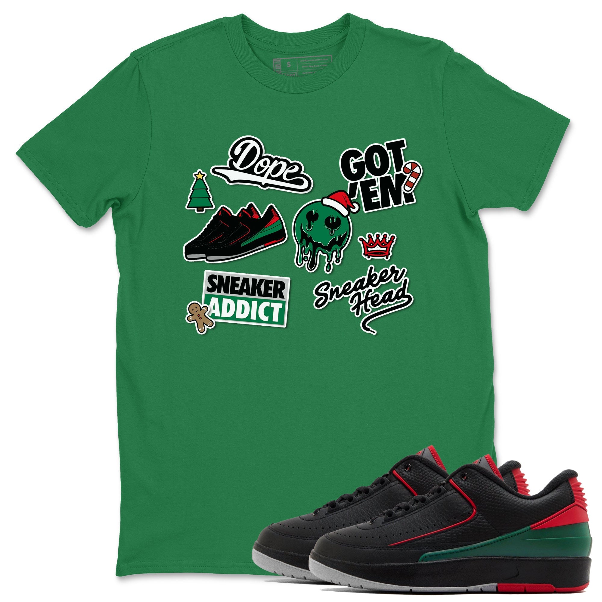 Air Jordan 2 Low Christmas shirt to match jordans Speicla Holiday Christmas Shirts Sneakerhead Sticker sneaker tees Air Jordan 2 Christmas Drip Gear Zone Sneaker Matching Shirt Unisex Kelly Green 1 T-Shirt