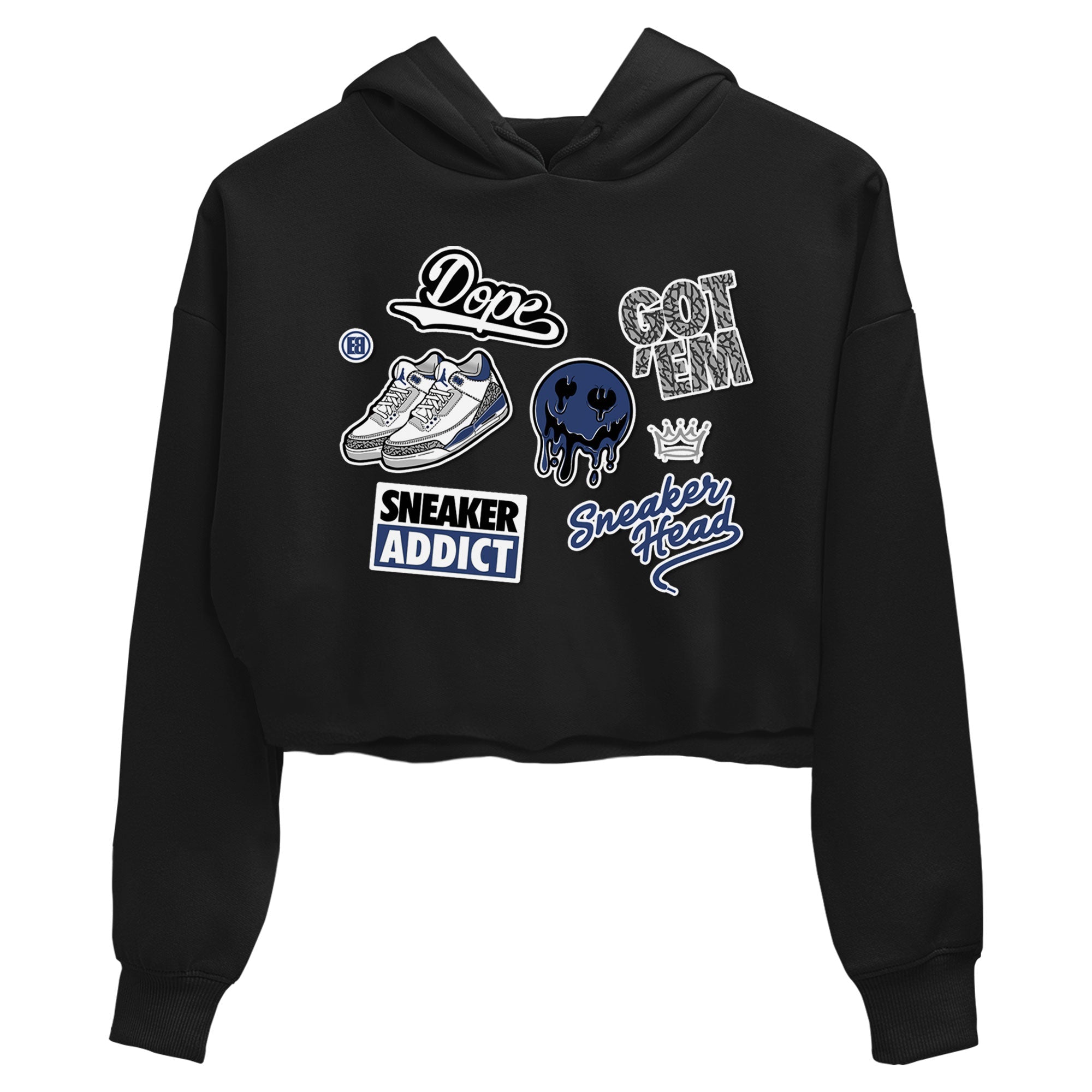 3s Midnight Navy shirt to match jordans Sneakerhead Sticker sneaker match tee Air Jordan 3 Midnight Navy Drip Gear Zone Black 2 women's crop tee