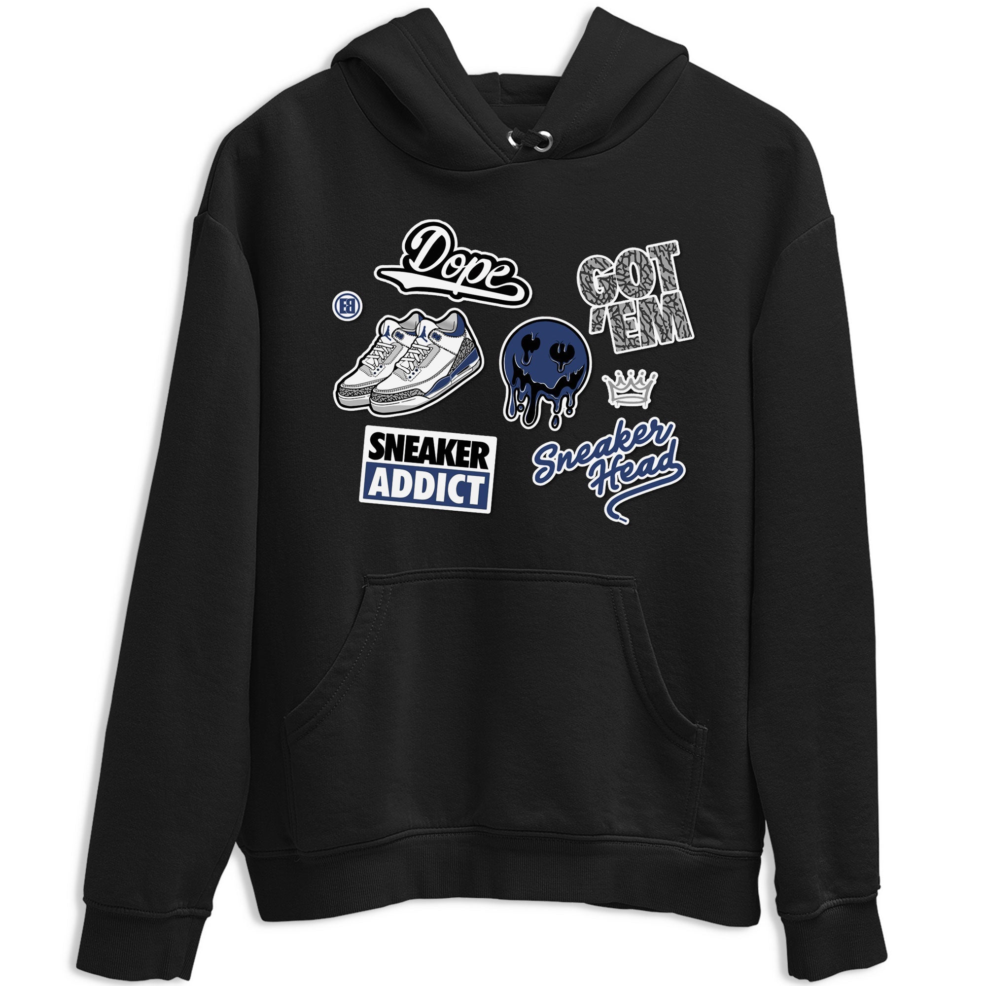 3s Midnight Navy shirt to match jordans Sneakerhead Sticker sneaker match tee Air Jordan 3 Midnight Navy Drip Gear Zone unisex cotton Black 2 crew neck shirt