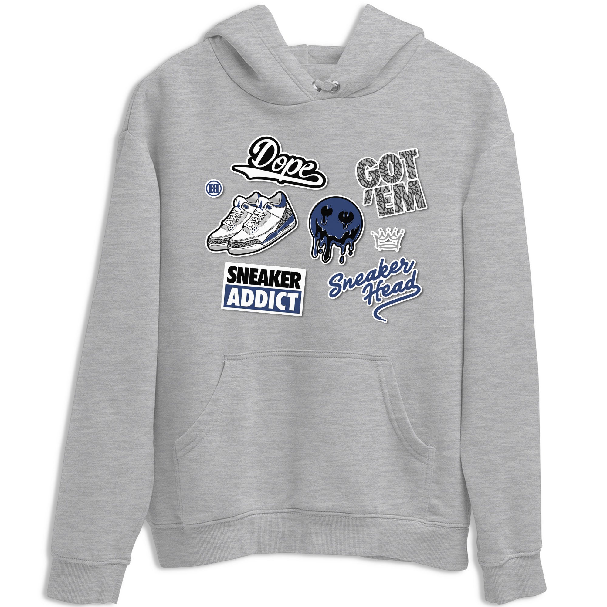 3s Midnight Navy shirt to match jordans Sneakerhead Sticker sneaker match tee Air Jordan 3 Midnight Navy Drip Gear Zone unisex cotton Heather Grey 2 crew neck shirt