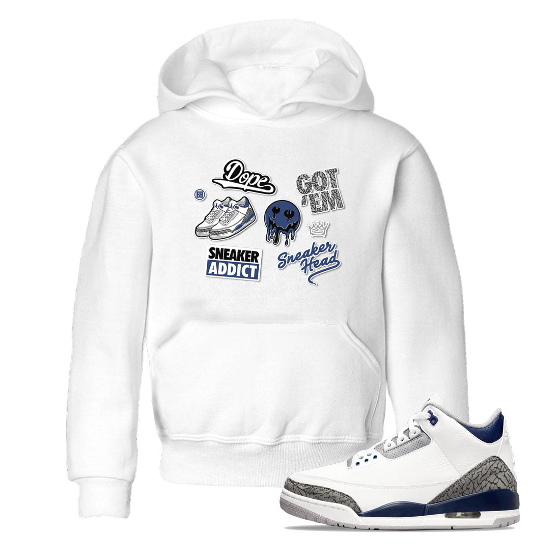 3s Midnight Navy shirt to match jordans Sneakerhead Sticker sneaker match tee Air Jordan 3 Midnight Navy Drip Gear Zone baby toddler White 1 cotton Shirt