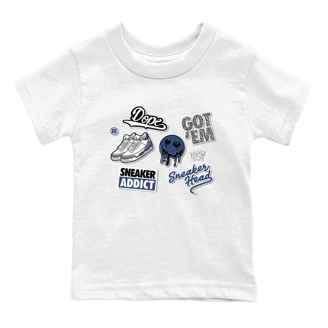 3s Midnight Navy shirt to match jordans Sneakerhead Sticker sneaker match tee Air Jordan 3 Midnight Navy Drip Gear Zone baby toddler White 2 cotton Shirt