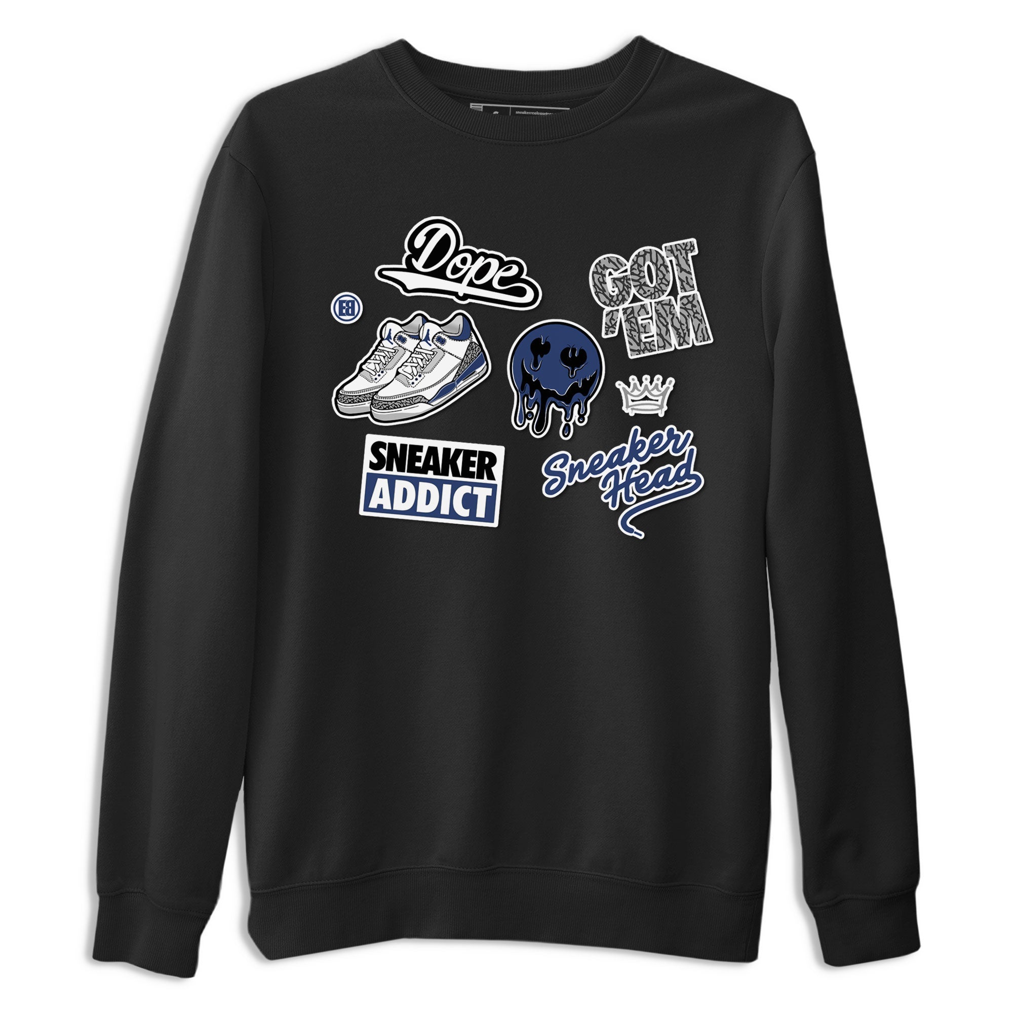 3s Midnight Navy shirt to match jordans Sneakerhead Sticker sneaker match tee Air Jordan 3 Midnight Navy Drip Gear Zone unisex cotton Black 2 crew neck shirt