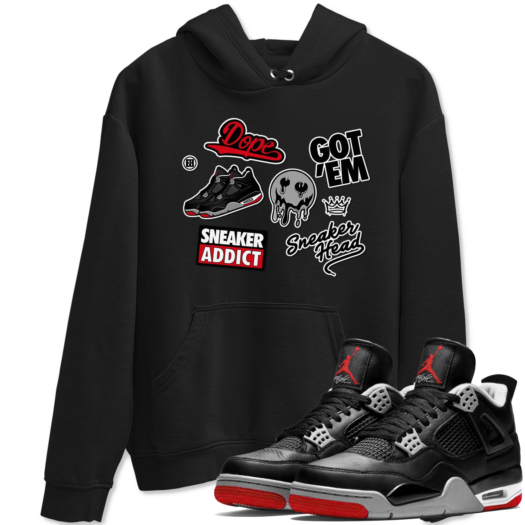 AJ4 Retro Bred Reimagined shirt to match jordans Sneakerhead Sticker sneaker tees Air Jordan 4 Retro Bred Reimagined Drip Gear Zone unisex cotton Black 1 crew neck shirt