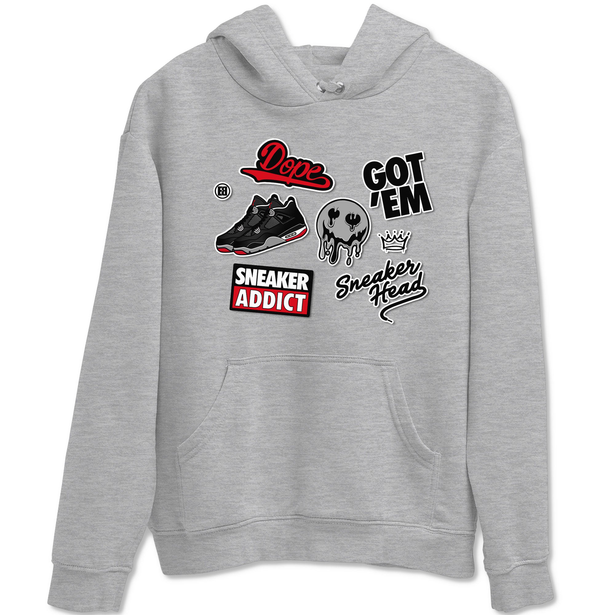AJ4 Retro Bred Reimagined shirt to match jordans Sneakerhead Sticker sneaker tees Air Jordan 4 Retro Bred Reimagined Drip Gear Zone unisex cotton Heather Grey 2 crew neck shirt