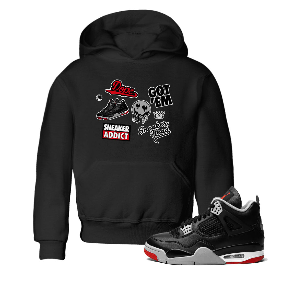 AJ4 Retro Bred Reimagined shirt to match jordans Sneakerhead Sticker sneaker tees Air Jordan 4 Retro Bred Reimagined Drip Gear Zone baby toddler Black 1 cotton Shirt
