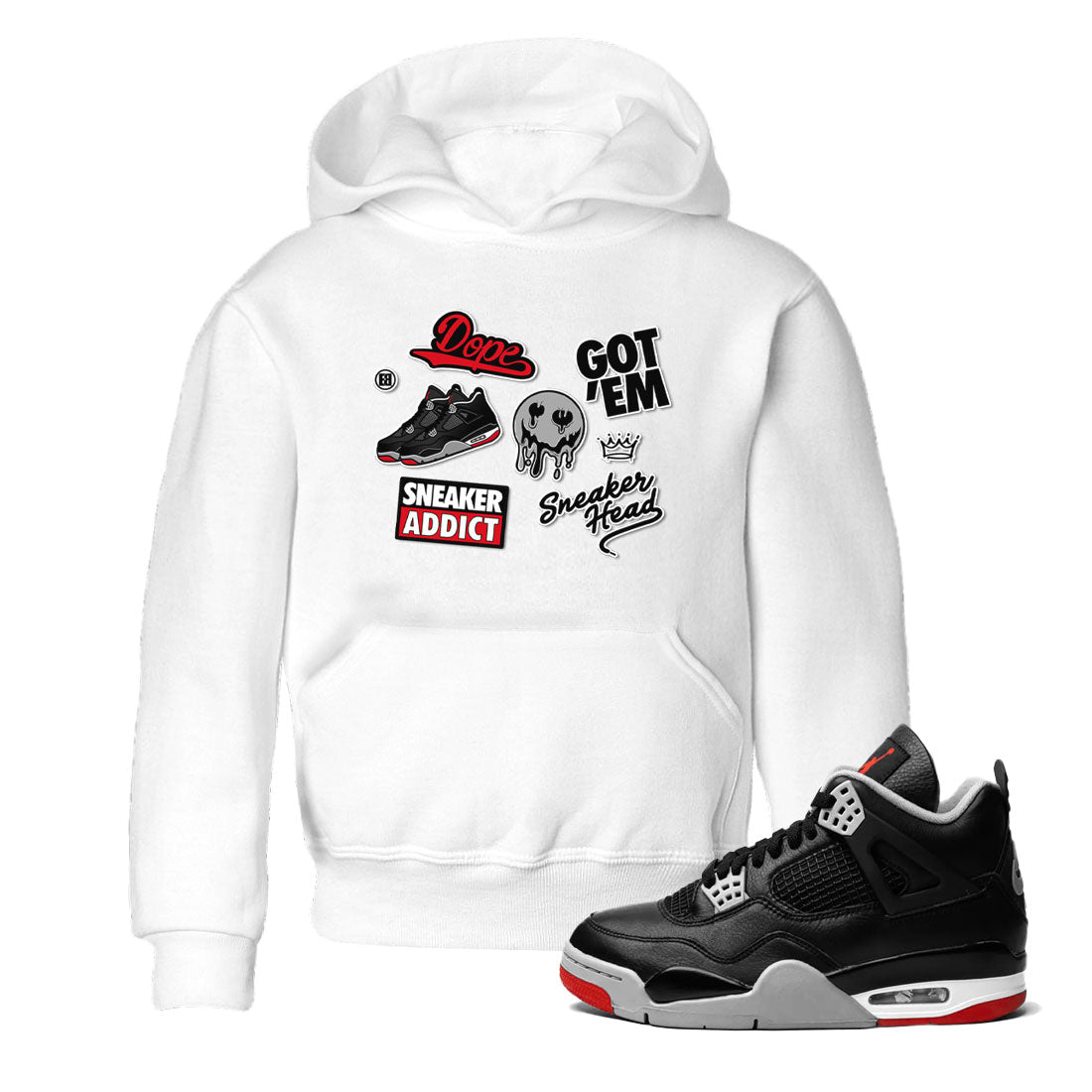 AJ4 Retro Bred Reimagined shirt to match jordans Sneakerhead Sticker sneaker tees Air Jordan 4 Retro Bred Reimagined Drip Gear Zone baby toddler White 1 cotton Shirt
