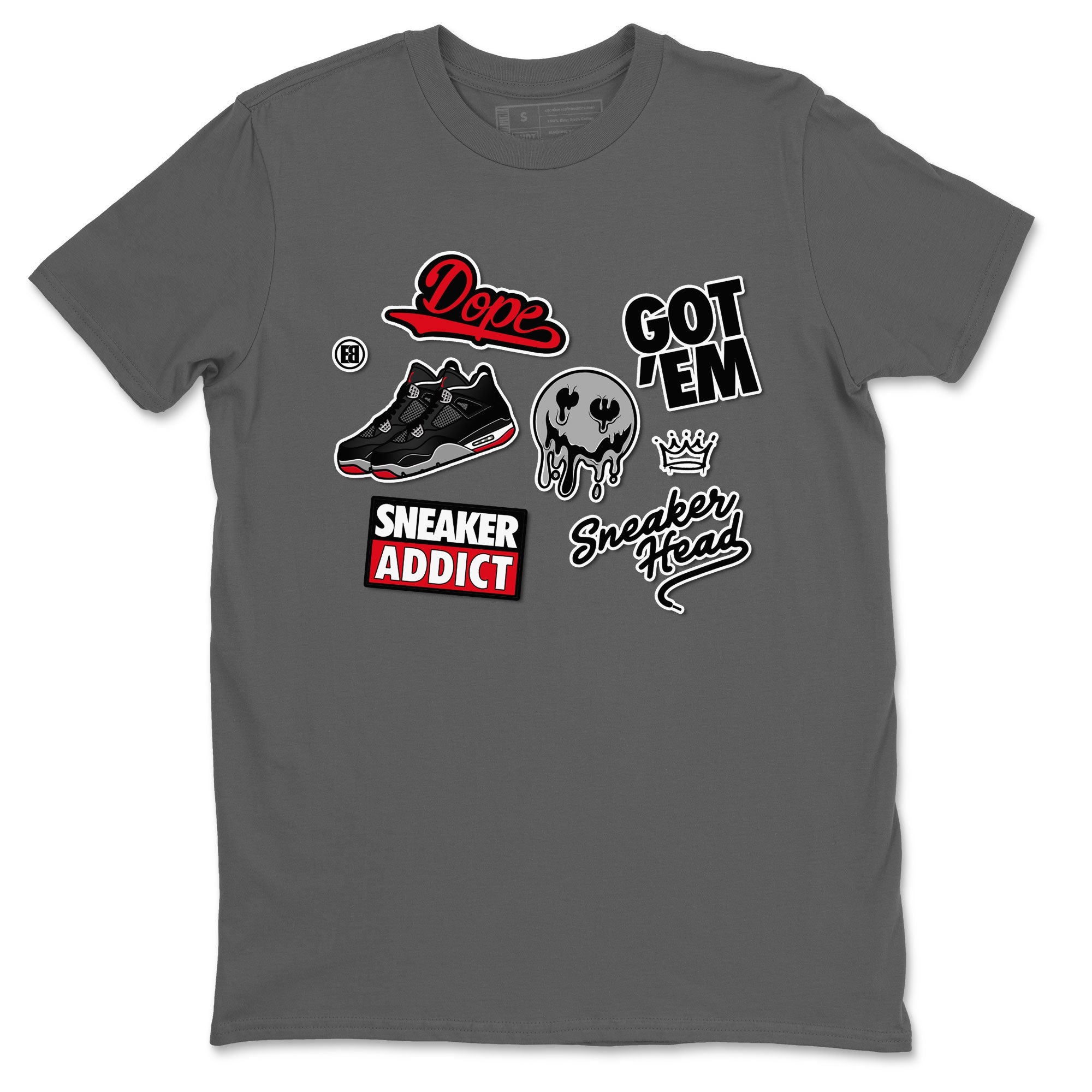 AJ4 Retro Bred Reimagined shirt to match jordans Sneakerhead Sticker sneaker tees Air Jordan 4 Retro Bred Reimagined Drip Gear Zone unisex cotton Cool Grey 2 crew neck shirt