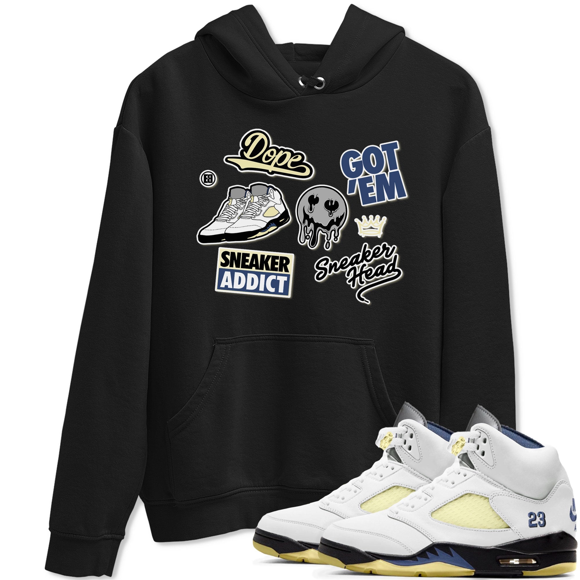 5s A Ma Maniere x Photon Dust shirt to match jordans Sneakerhead Sticker sneaker matching tees Air Jordan 5 x A Ma Maniere "Dawn" Drip Gear Zone Unisex Black 1 T-Shirt