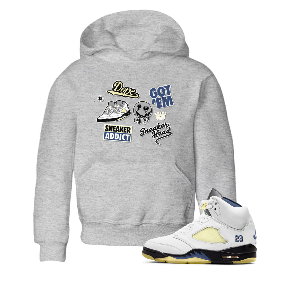 5s A Ma Maniere x Photon Dust shirt to match jordans Sneakerhead Sticker sneaker matching tees Air Jordan 5 x A Ma Maniere "Dawn" Drip Gear Zone Baby Toddler Heather Grey 1 T-Shirt