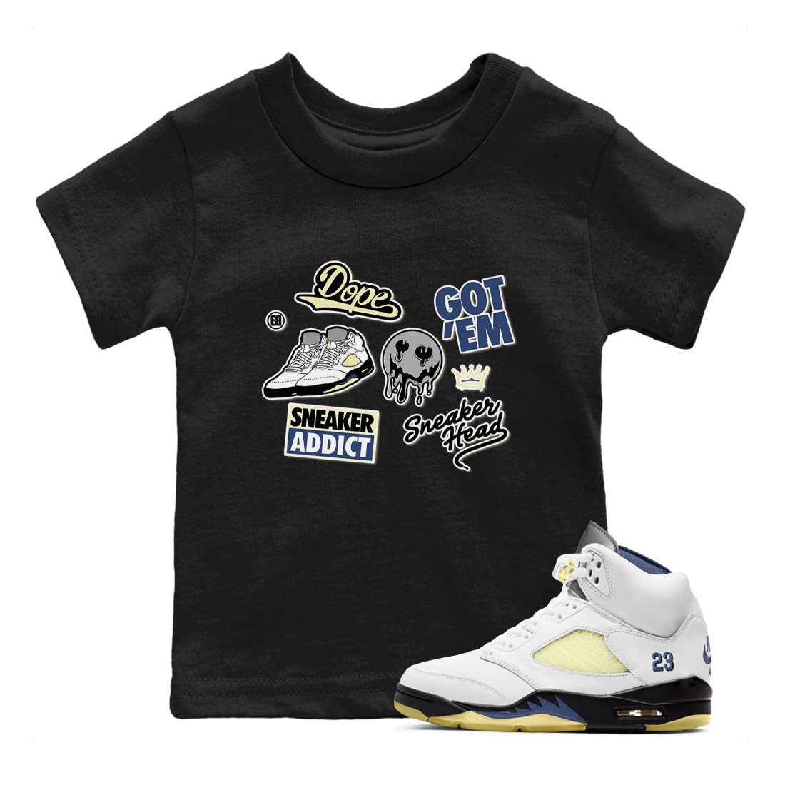 5s A Ma Maniere x Photon Dust shirt to match jordans Sneakerhead Sticker sneaker matching tees Air Jordan 5 x A Ma Maniere "Dawn" Drip Gear Zone Baby Toddler Black 1 T-Shirt