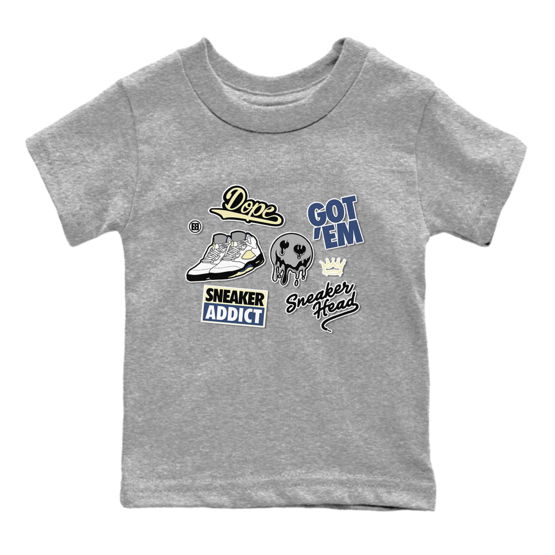 5s A Ma Maniere x Photon Dust shirt to match jordans Sneakerhead Sticker sneaker matching tees Air Jordan 5 x A Ma Maniere "Dawn" Drip Gear Zone Baby Toddler Heather Grey 2 T-Shirt