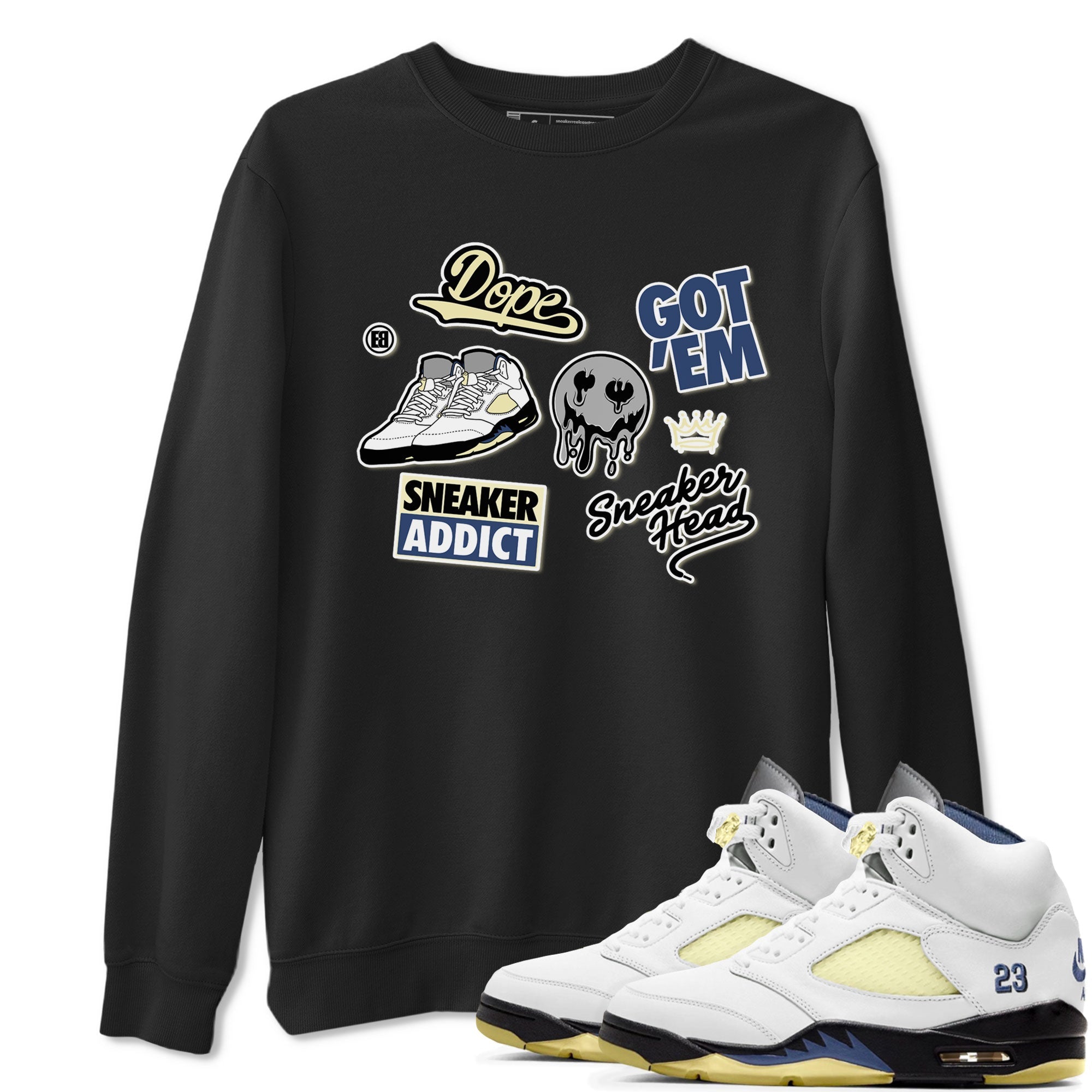 5s A Ma Maniere x Photon Dust shirt to match jordans Sneakerhead Sticker sneaker matching tees Air Jordan 5 x A Ma Maniere "Dawn" Drip Gear Zone Unisex Black 1 T-Shirt