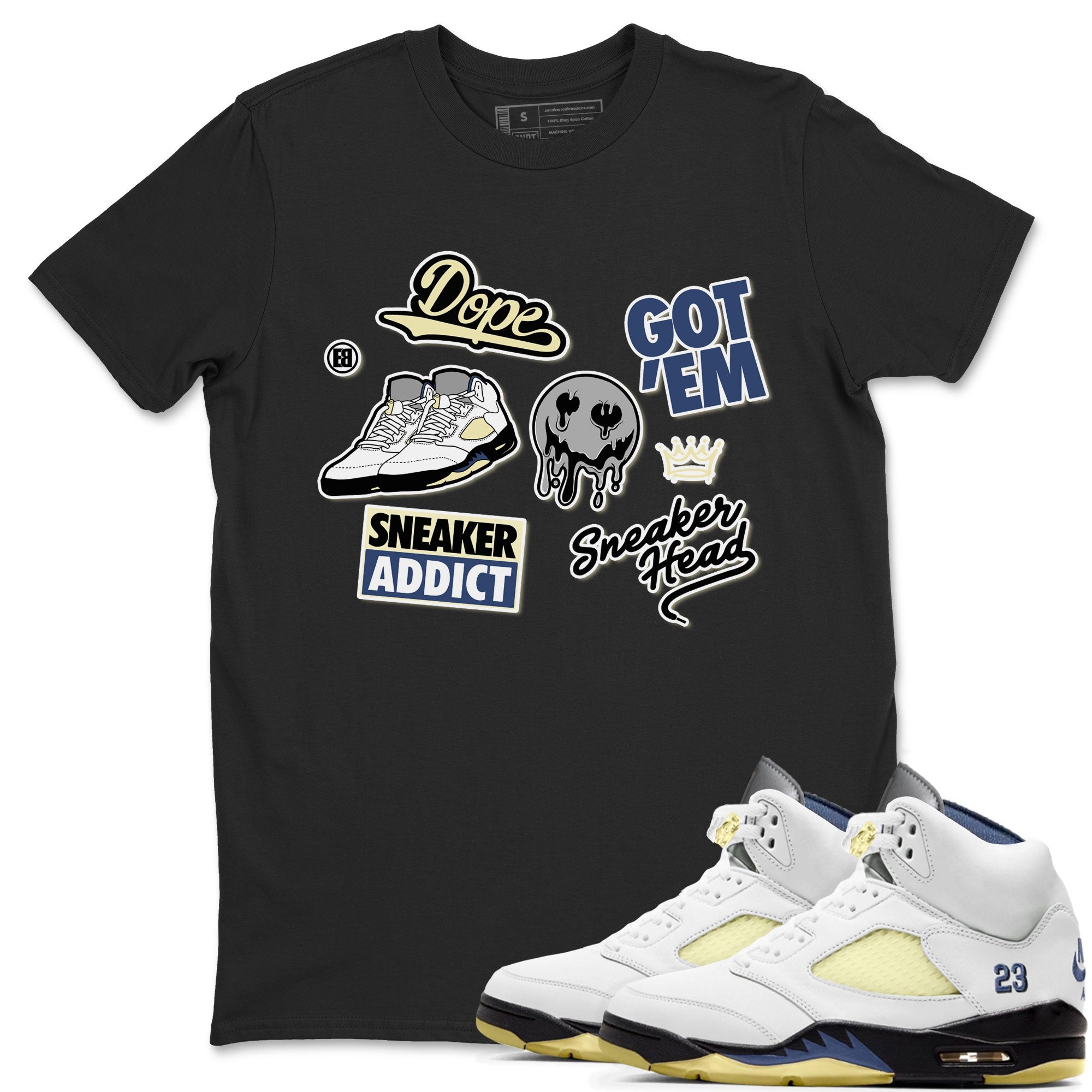 5s A Ma Maniere x Photon Dust shirt to match jordans Sneakerhead Sticker sneaker matching tees Air Jordan 5 x A Ma Maniere "Dawn" Drip Gear Zone Unisex Black 1 T-Shirt