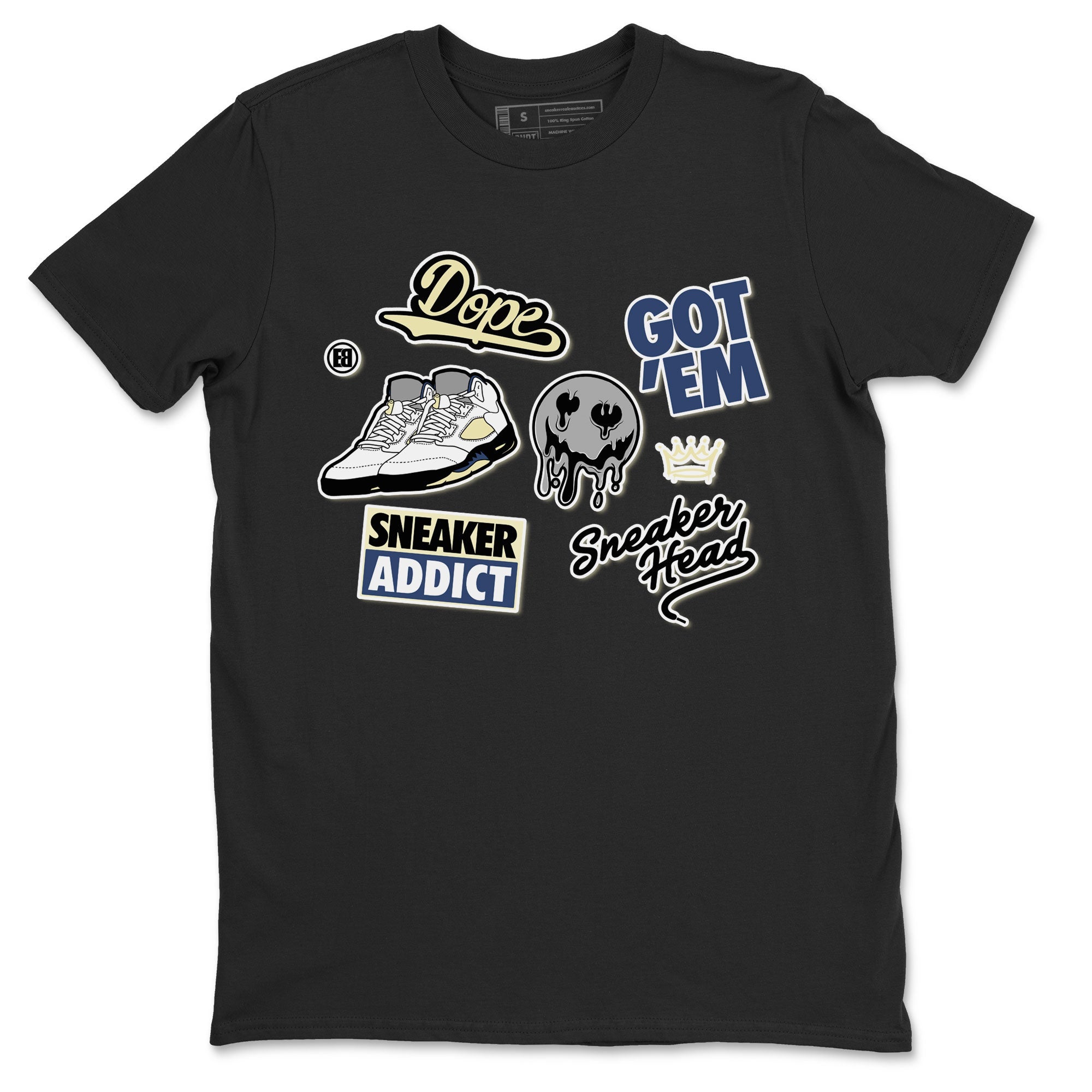 5s A Ma Maniere x Photon Dust shirt to match jordans Sneakerhead Sticker sneaker matching tees Air Jordan 5 x A Ma Maniere "Dawn" Drip Gear Zone Unisex Black 2 T-Shirt