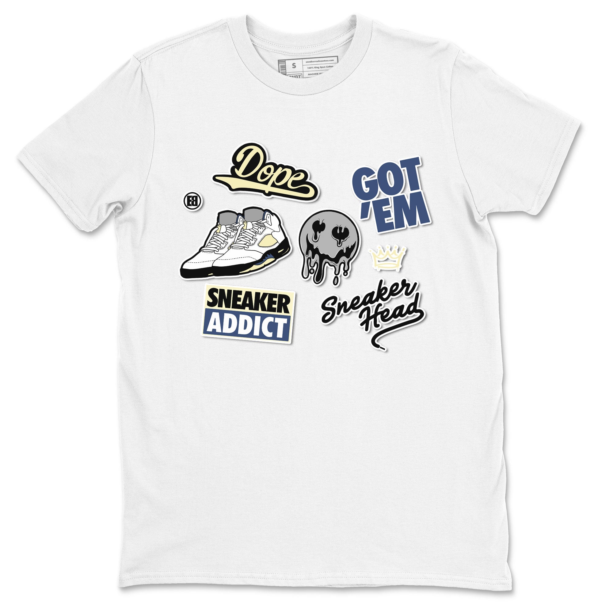 5s A Ma Maniere x Photon Dust shirt to match jordans Sneakerhead Sticker sneaker matching tees Air Jordan 5 x A Ma Maniere "Dawn" Drip Gear Zone Unisex White 2 T-Shirt