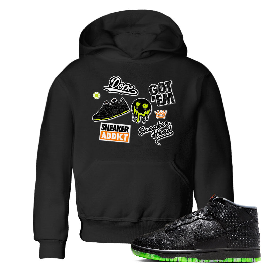 Dunk Halloween shirt to match jordans Sneakerhead Sticker sneaker tees Special Halloween Costume Dunk Mid Halloween Drip Gear Zone Baby Toddler Black 1 T-Shirt