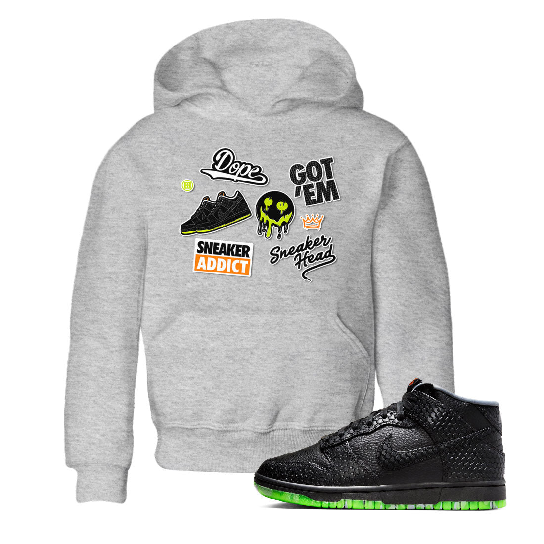 Dunk Halloween shirt to match jordans Sneakerhead Sticker sneaker tees Special Halloween Costume Dunk Mid Halloween Drip Gear Zone Baby Toddler Heather Grey 1 T-Shirt