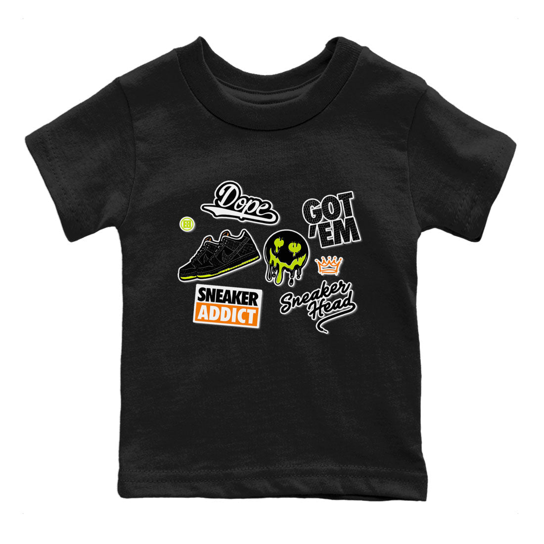 Dunk Halloween shirt to match jordans Sneakerhead Sticker sneaker tees Special Halloween Costume Dunk Mid Halloween Drip Gear Zone Baby Toddler Black 2 T-Shirt