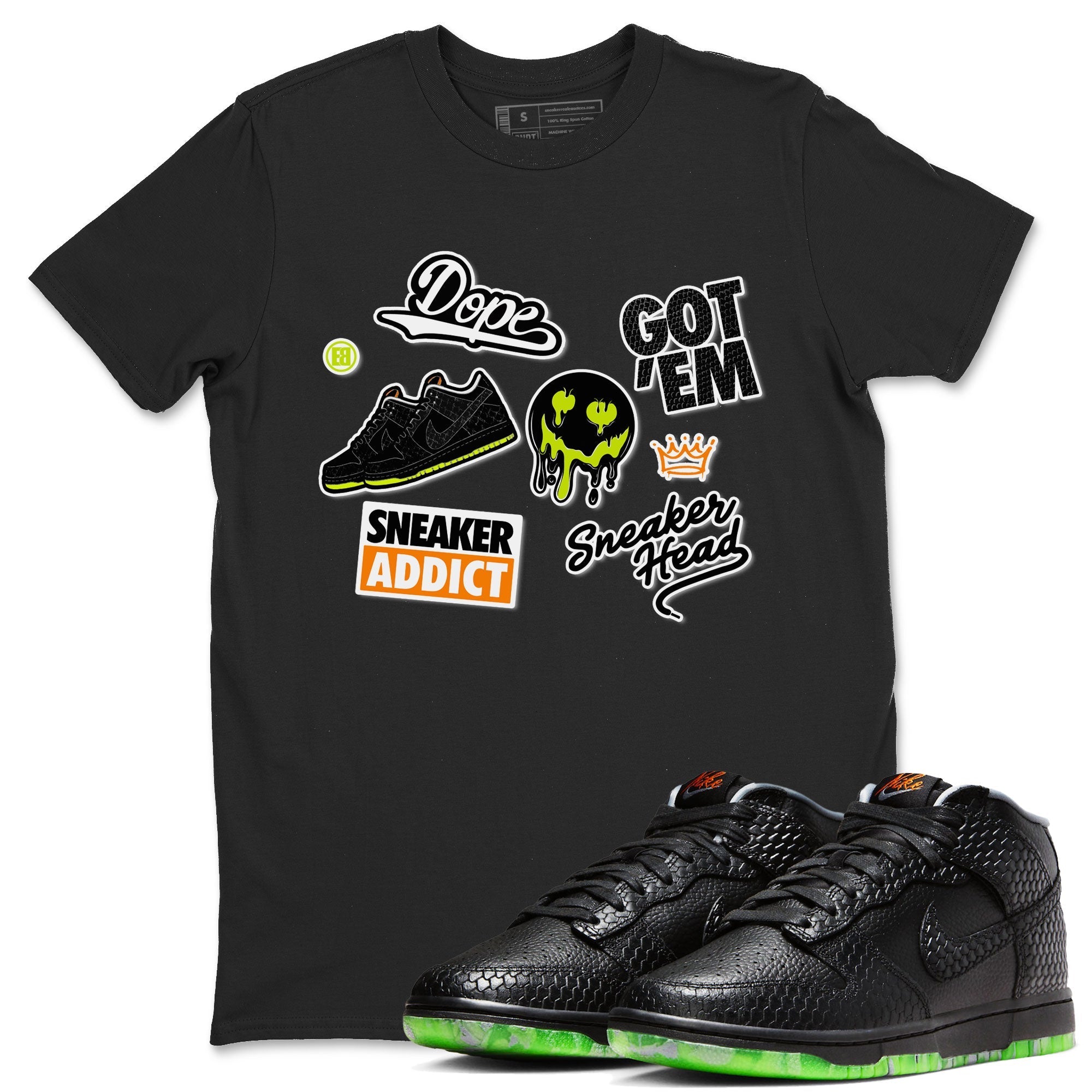 Dunk Halloween shirt to match jordans Sneakerhead Sticker sneaker tees Special Halloween Costume Dunk Mid Halloween Drip Gear Zone Unisex Crew Neck Tee Black 1 T-Shirt