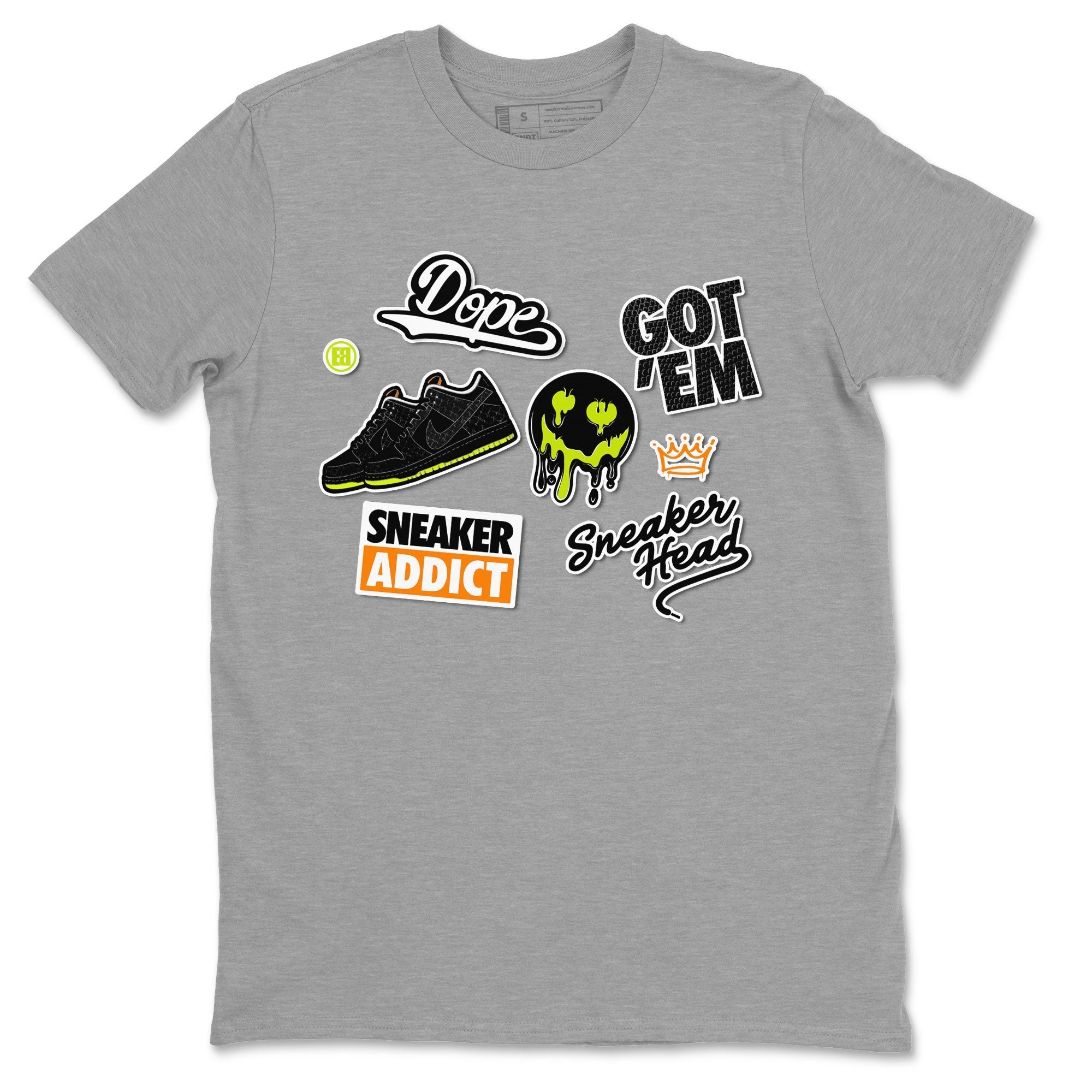 Dunk Halloween shirt to match jordans Sneakerhead Sticker sneaker tees Special Halloween Costume Dunk Mid Halloween Drip Gear Zone Unisex Crew Neck Tee Heather Grey 2 T-Shirt