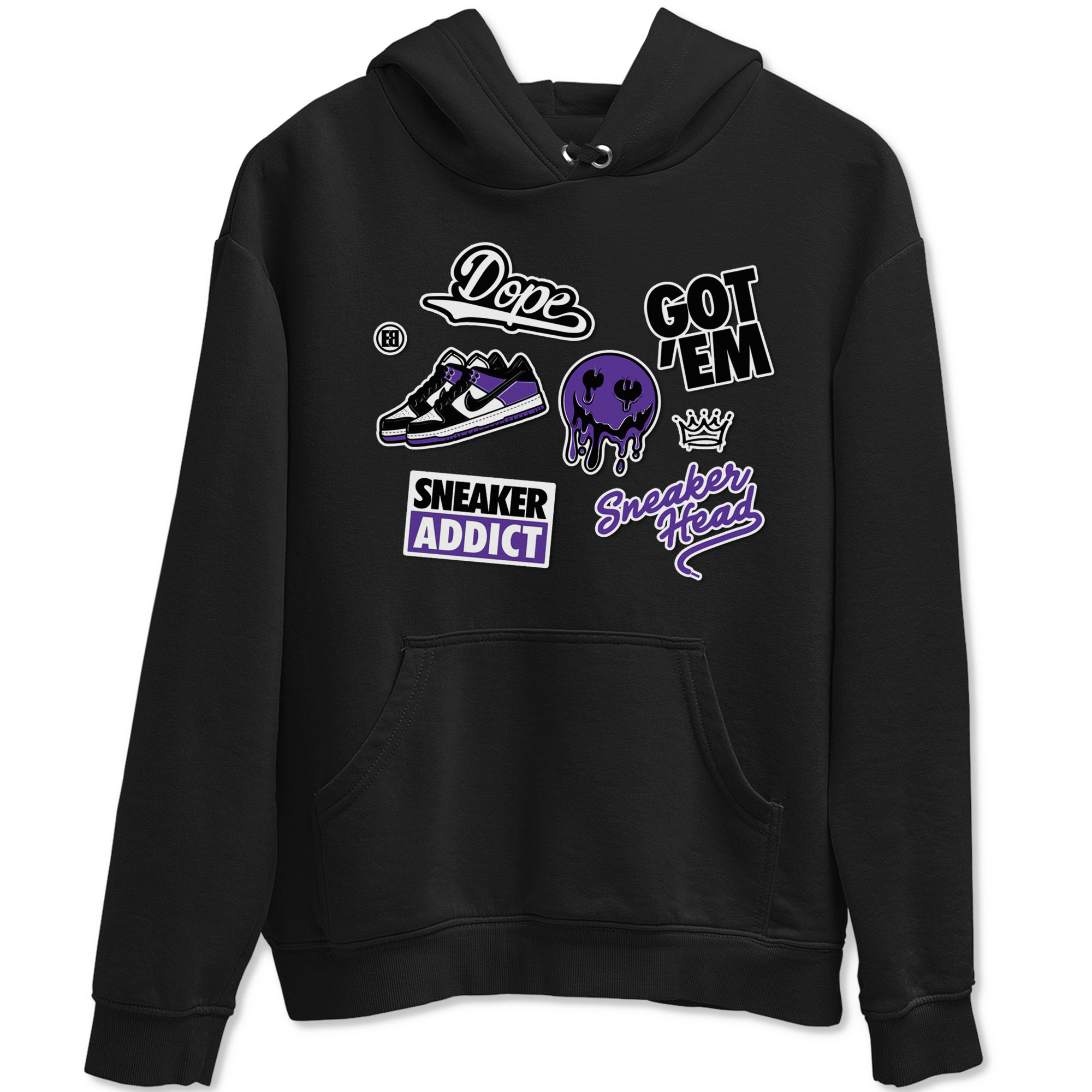 Sneakerhead Sticker sneaker match tees to Court Purple Dunks street fashion brand for shirts to match Jordans Drip Gear Zone Dunk Low Court Purple unisex t-shirt Black 2 unisex shirt