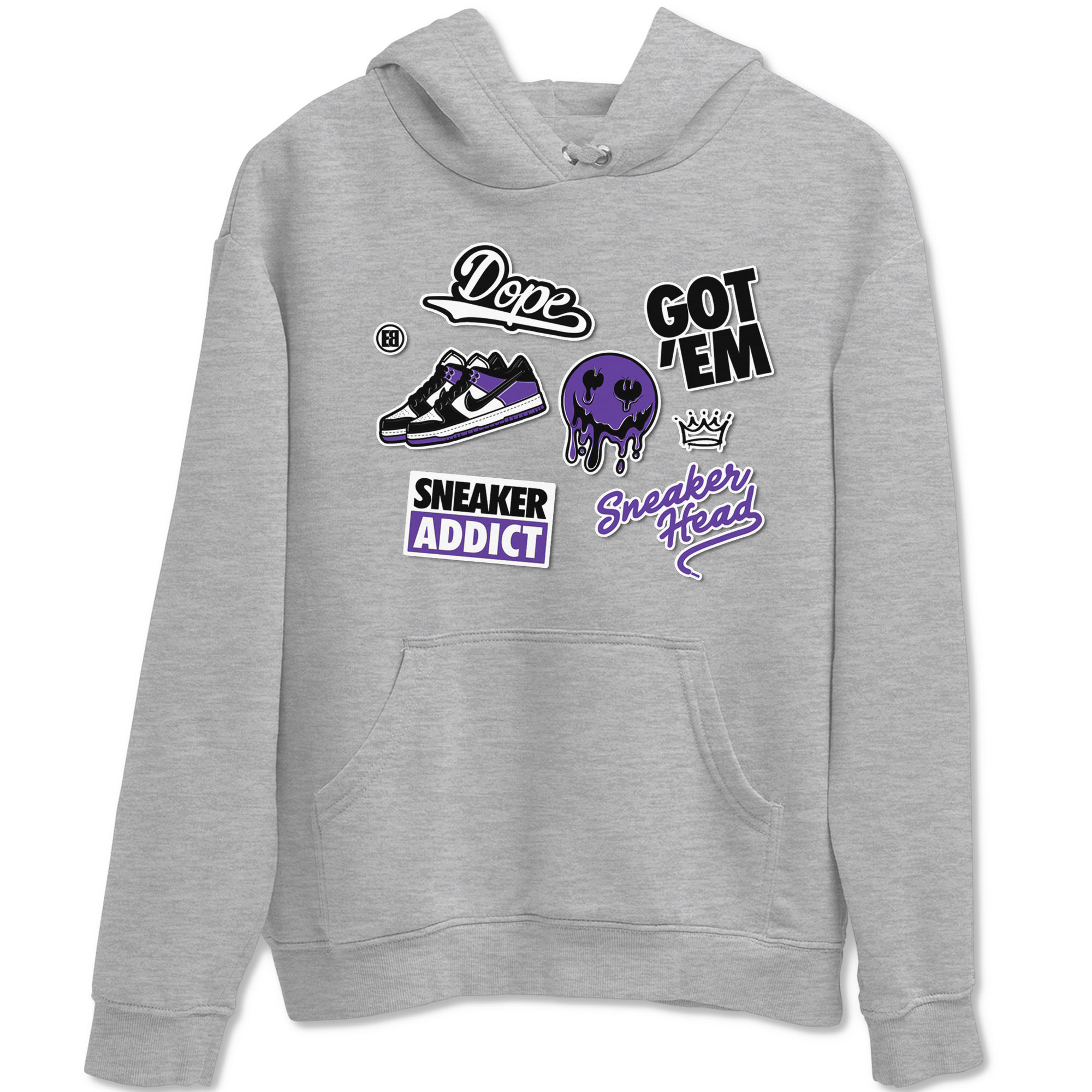 Sneakerhead Sticker sneaker match tees to Court Purple Dunks street fashion brand for shirts to match Jordans Drip Gear Zone Dunk Low Court Purple unisex t-shirt Heather Grey 2 unisex shirt