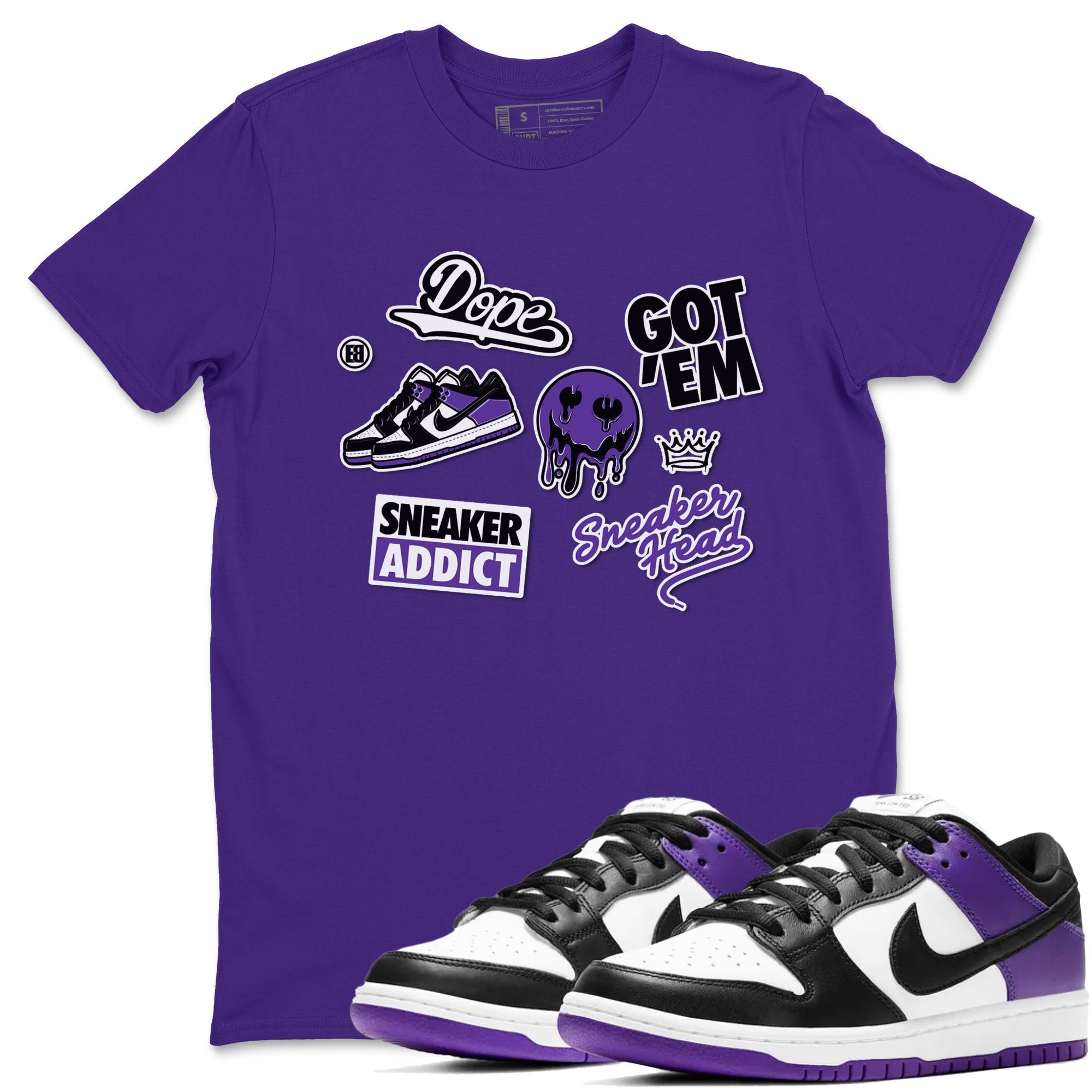 Sneakerhead Sticker sneaker match tees to Court Purple Dunks street fashion brand for shirts to match Jordans Drip Gear Zone Dunk Low Court Purple unisex t-shirt Purple 1 unisex shirt