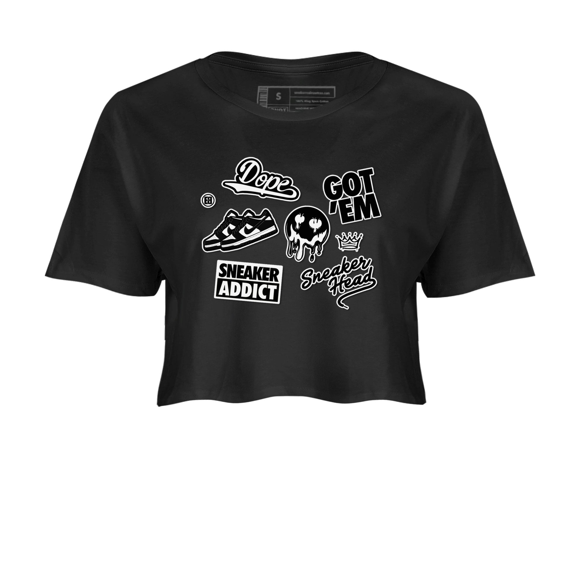 Dunk Low Panda shirt to match jordans Sneakerhead Sticker sneaker tees Dunk Panda Drip Gear Zone Black 2 women's crop tee