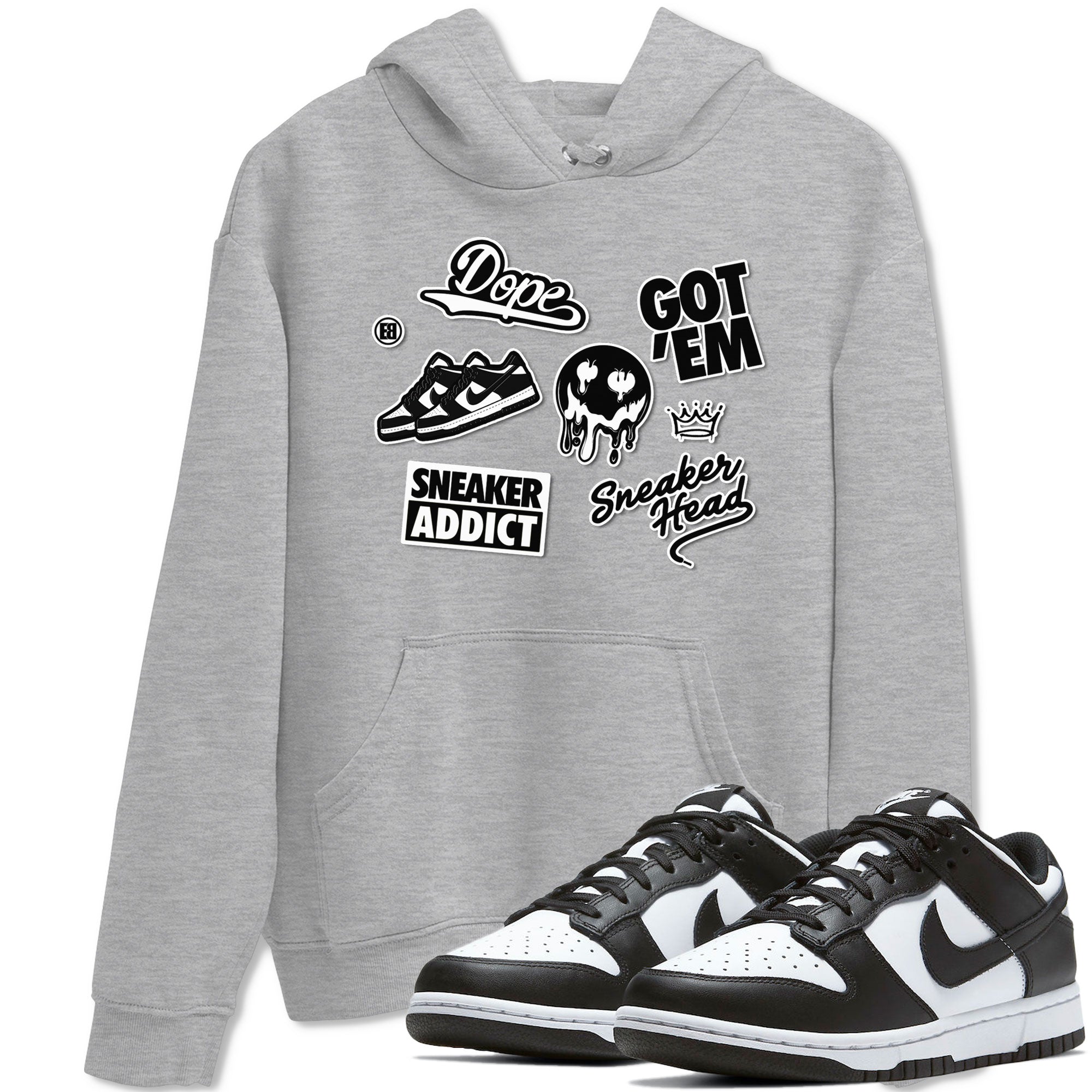 Dunk Low Panda shirt to match jordans Sneakerhead Sticker sneaker tees Dunk Panda Drip Gear Zone unisex cotton Heather Grey 1 crew neck shirt