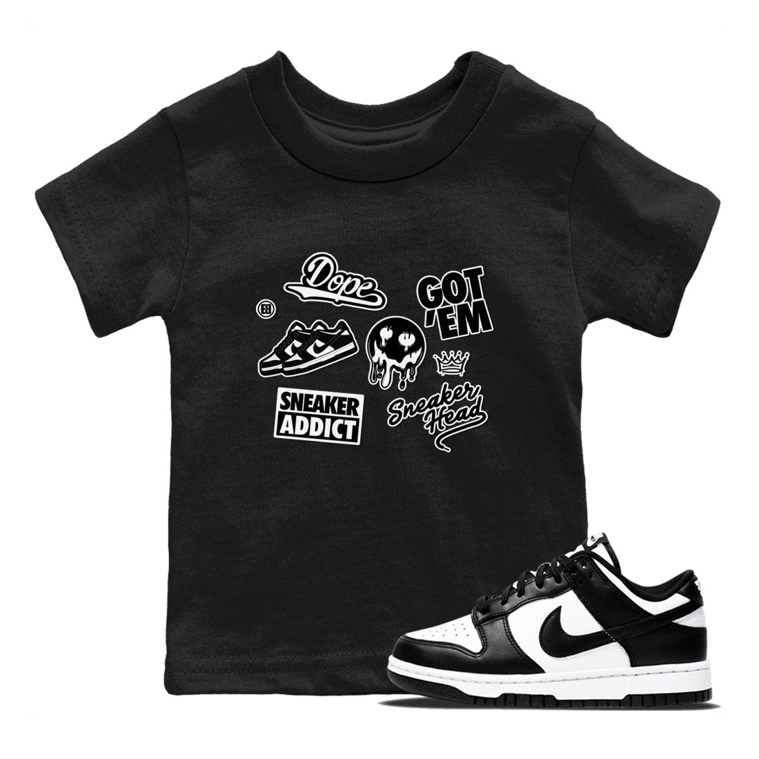 Dunk Low Panda shirt to match jordans Sneakerhead Sticker sneaker tees Dunk Panda Drip Gear Zone baby toddler Black 1 cotton Shirt