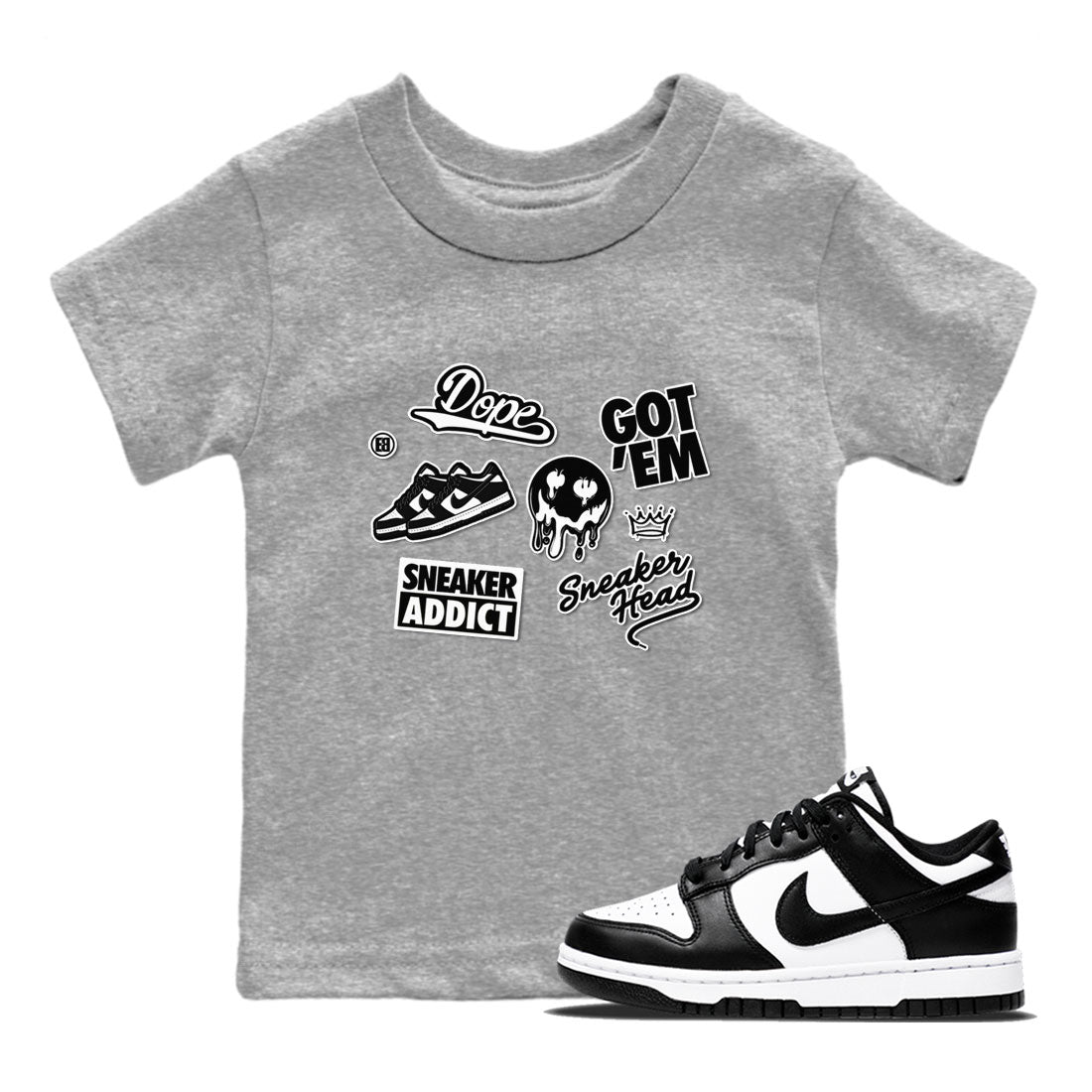 Dunk Low Panda shirt to match jordans Sneakerhead Sticker sneaker tees Dunk Panda Drip Gear Zone baby toddler Heather Grey 1 cotton Shirt
