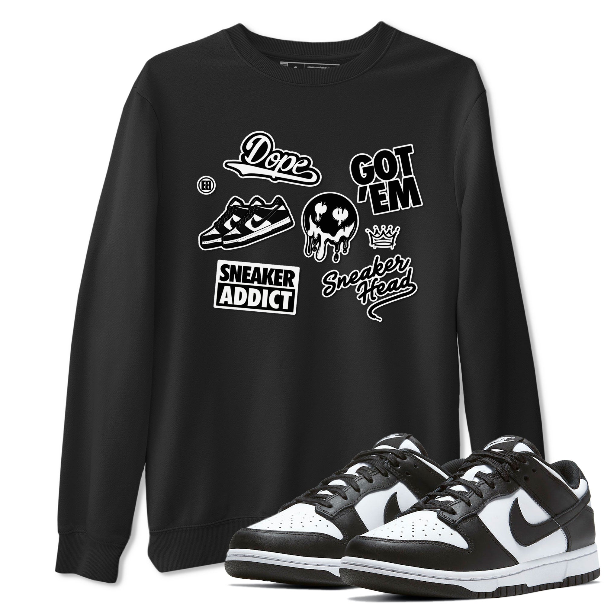 Dunk Low Panda shirt to match jordans Sneakerhead Sticker sneaker tees Dunk Panda Drip Gear Zone unisex cotton Black 1 crew neck shirt
