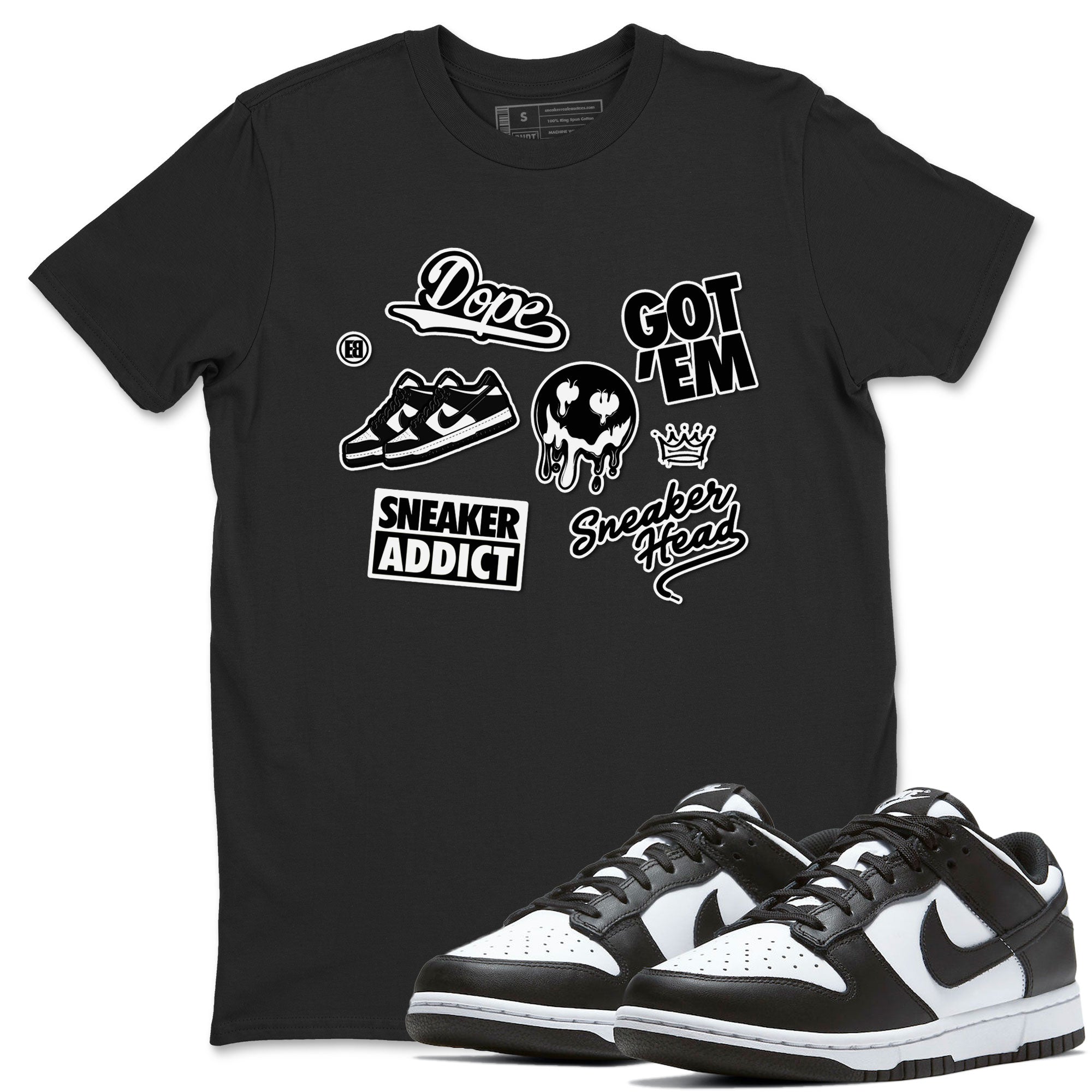 Dunk Low Panda shirt to match jordans Sneakerhead Sticker sneaker tees Dunk Panda Drip Gear Zone unisex cotton Black 1 crew neck shirt