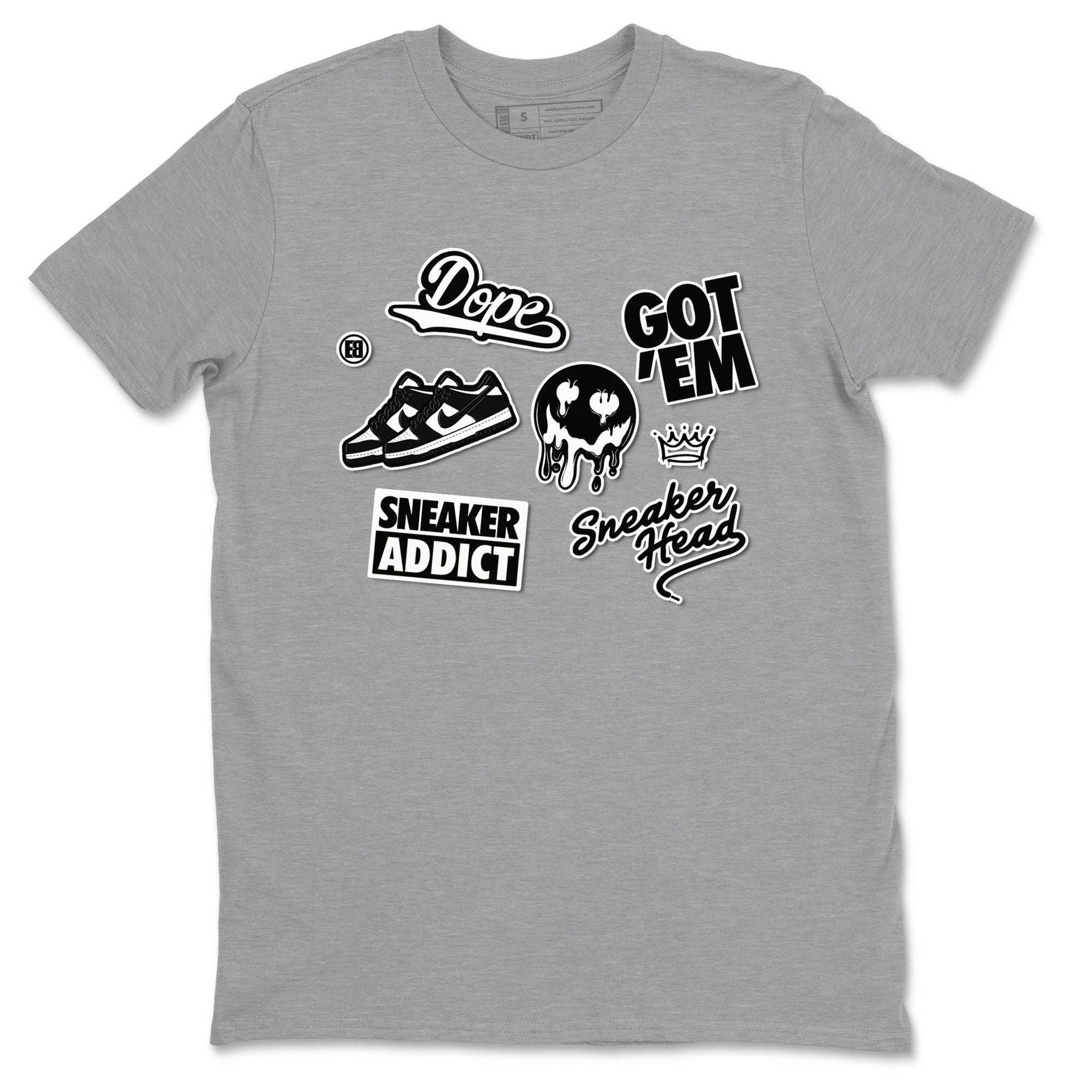 Dunk Low Panda shirt to match jordans Sneakerhead Sticker sneaker tees Dunk Panda Drip Gear Zone unisex cotton Heather Grey 2 crew neck shirt