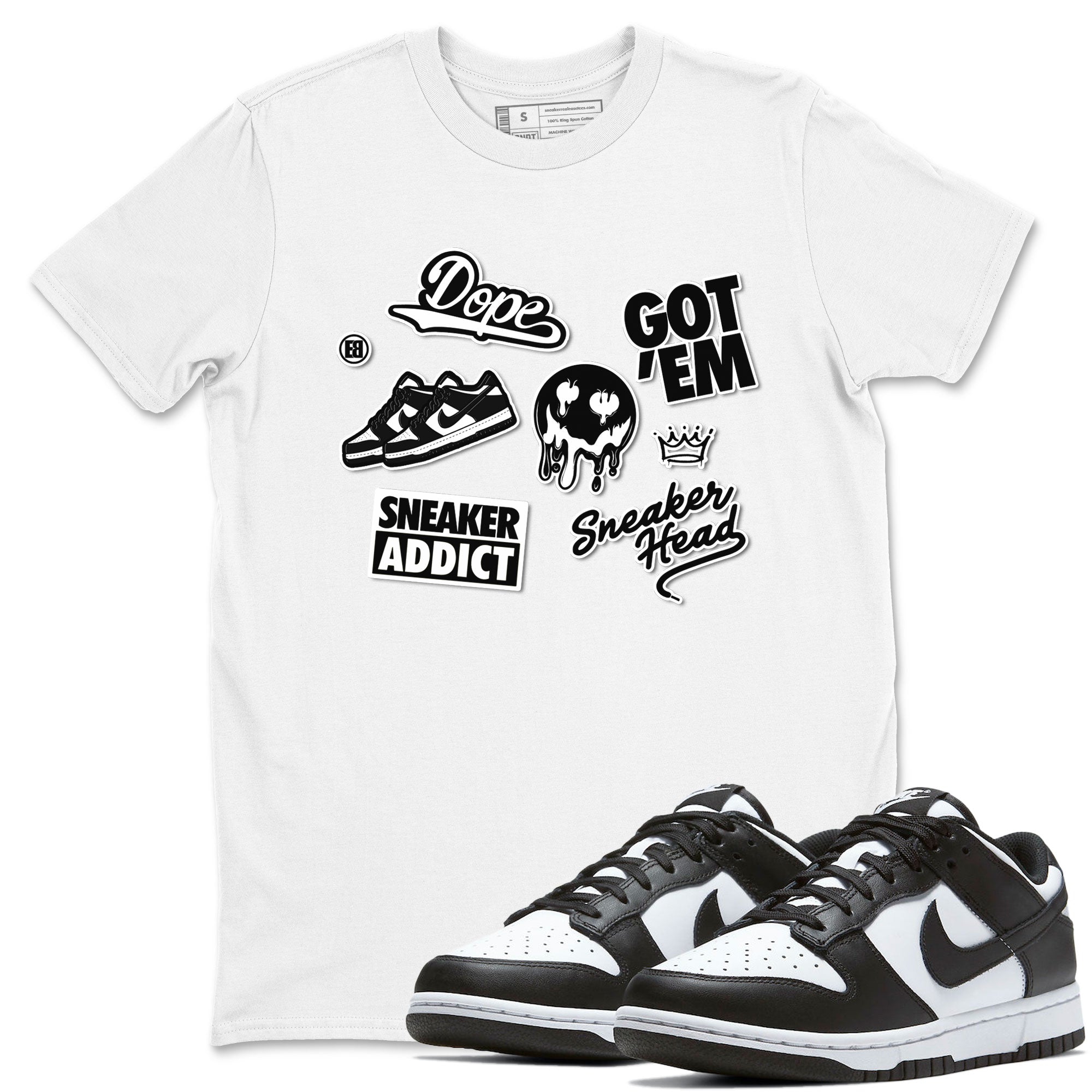 Dunk Low Panda shirt to match jordans Sneakerhead Sticker sneaker tees Dunk Panda Drip Gear Zone unisex cotton White 1 crew neck shirt