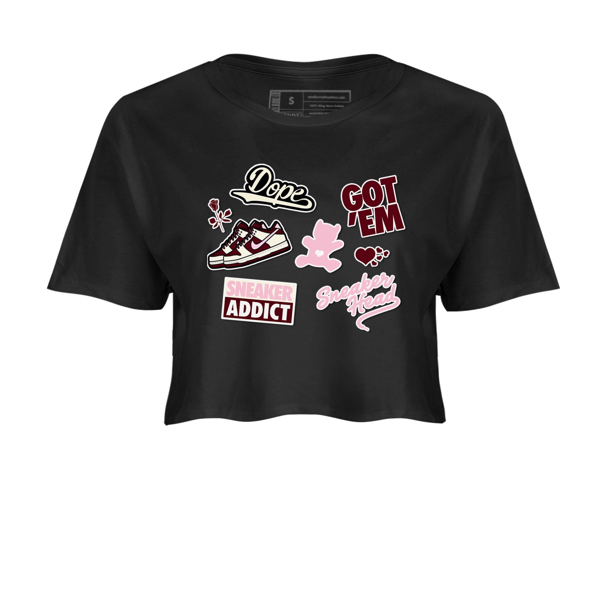 Dunk Valentine's Day shirt to match jordans Sneakerhead Sticker sneaker tees Dunk Valentines Day Drip Gear Zone Sneaker Matching Cotton Shirt Black 2 crop length shirt