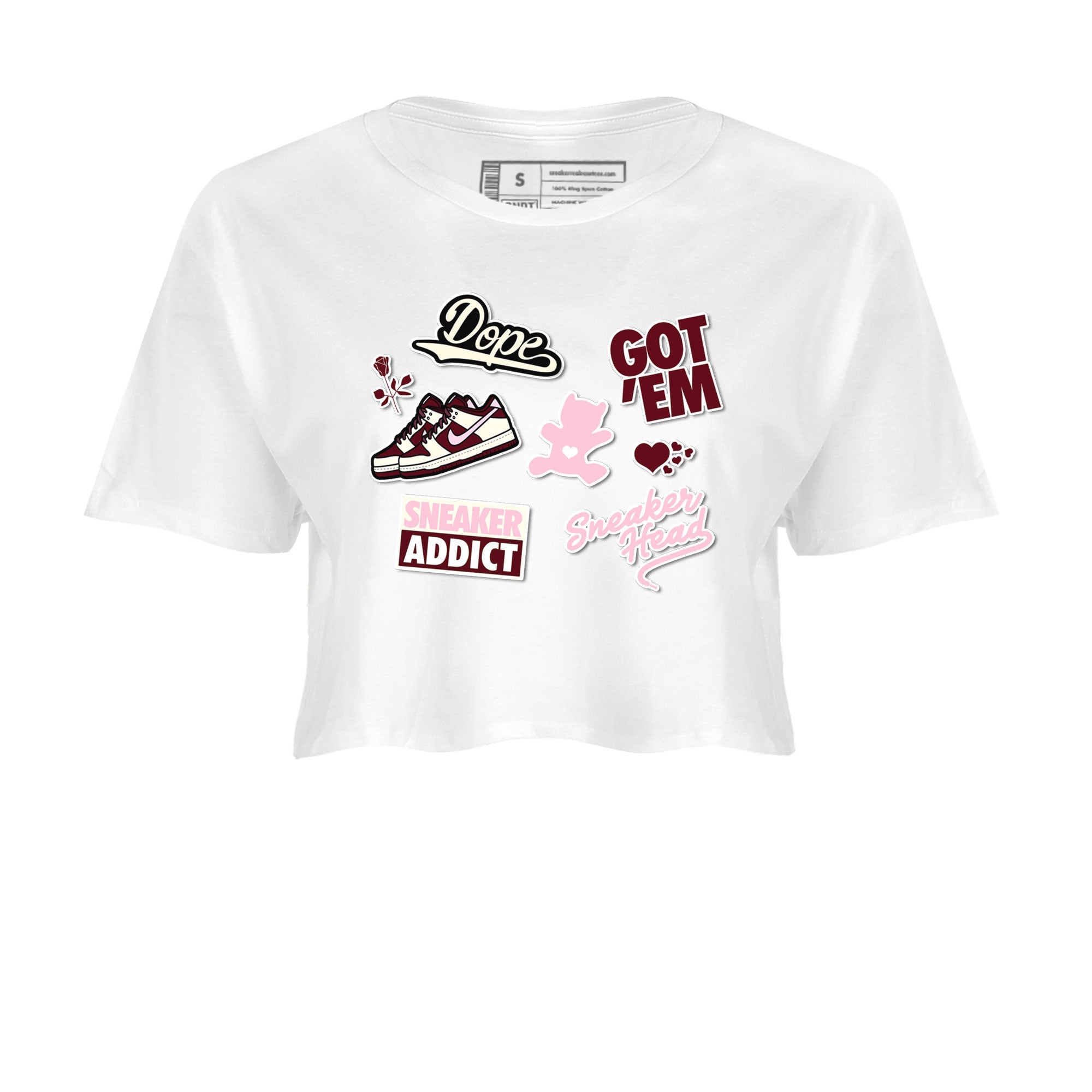 Dunk Valentine's Day shirt to match jordans Sneakerhead Sticker sneaker tees Dunk Valentines Day Drip Gear Zone Sneaker Matching Cotton Shirt White 2 crop length shirt