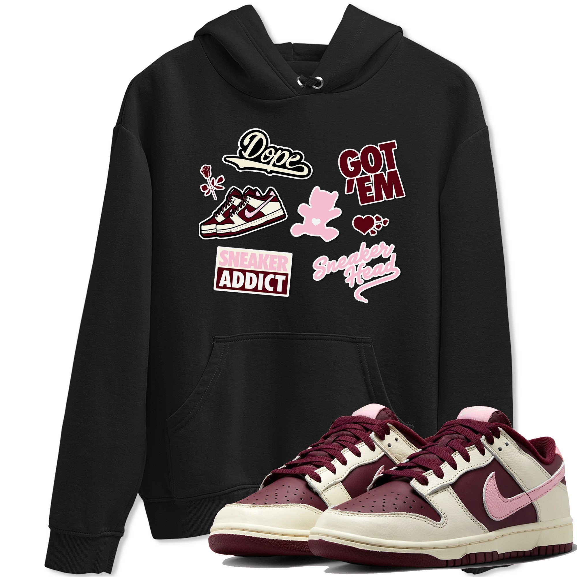 Dunk Valentine's Day shirt to match jordans Sneakerhead Sticker sneaker tees Dunk Valentines Day Drip Gear Zone Sneaker Matching Cotton Shirt unisex cotton Black 1 crew neck shirt