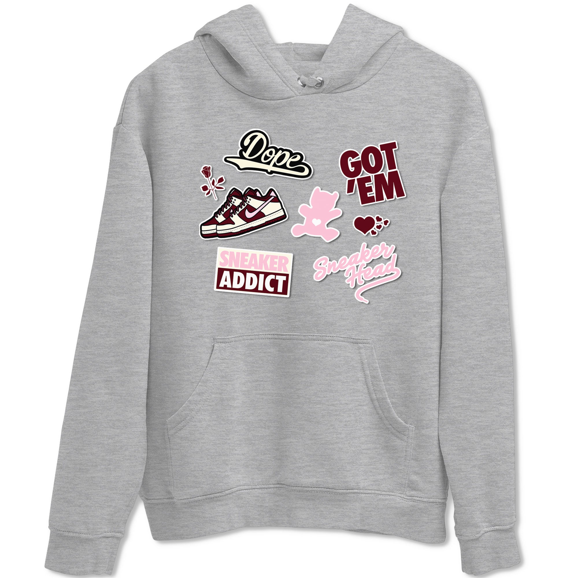 Dunk Valentine's Day shirt to match jordans Sneakerhead Sticker sneaker tees Dunk Valentines Day Drip Gear Zone Sneaker Matching Cotton Shirt unisex cotton Heather Grey 2 crew neck shirt