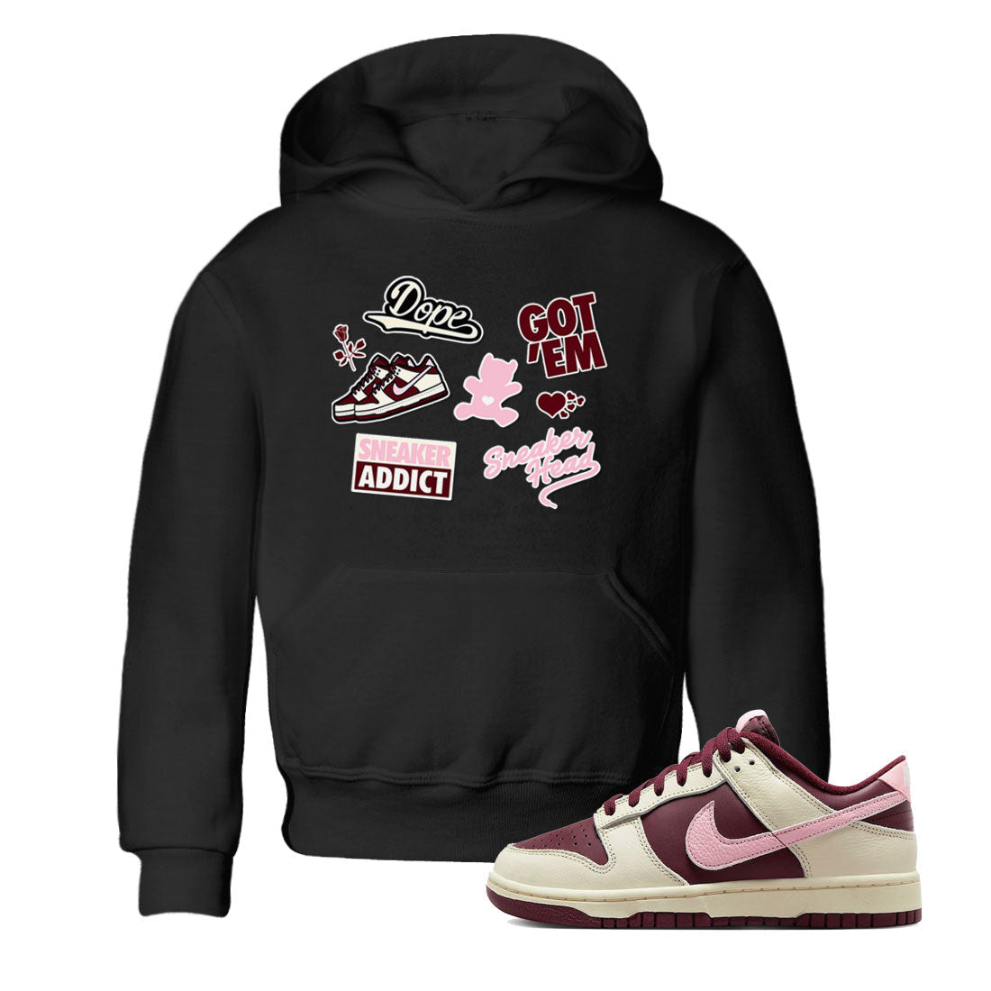 Dunk Valentine's Day shirt to match jordans Sneakerhead Sticker sneaker tees Dunk Valentines Day Drip Gear Zone Sneaker Matching Cotton Shirt baby toddler Black 1 cotton Shirt