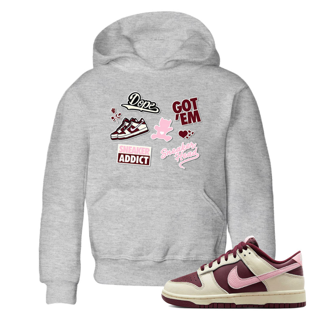 Dunk Valentine's Day shirt to match jordans Sneakerhead Sticker sneaker tees Dunk Valentines Day Drip Gear Zone Sneaker Matching Cotton Shirt baby toddler Heather Grey 1 cotton Shirt
