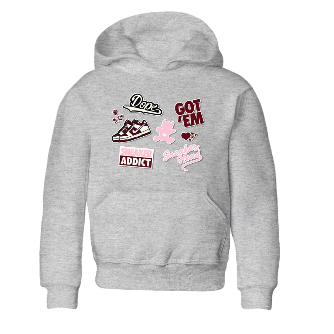 Dunk Valentine's Day shirt to match jordans Sneakerhead Sticker sneaker tees Dunk Valentines Day Drip Gear Zone Sneaker Matching Cotton Shirt baby toddler Heather Grey 2 cotton Shirt