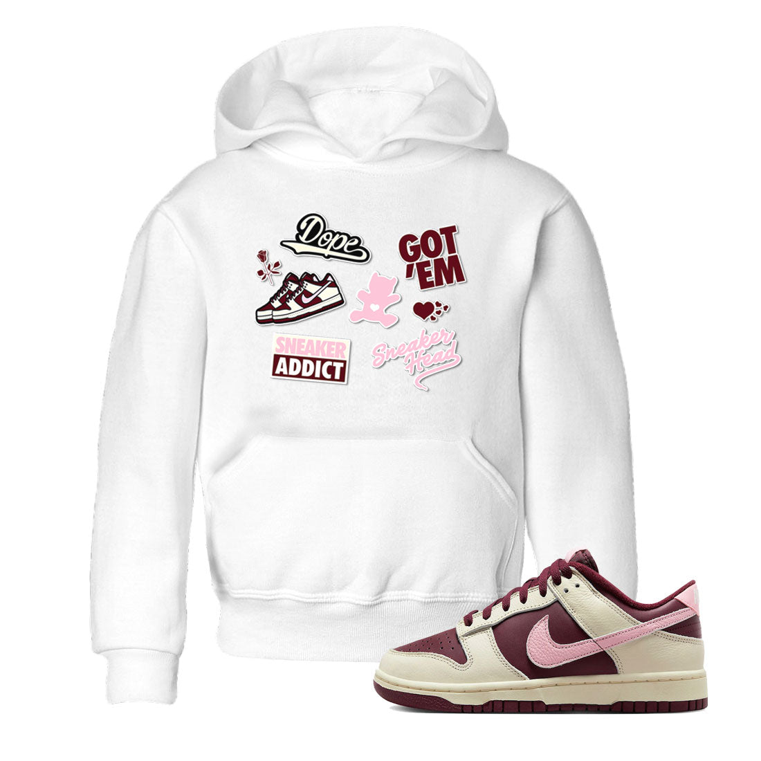 Dunk Valentine's Day shirt to match jordans Sneakerhead Sticker sneaker tees Dunk Valentines Day Drip Gear Zone Sneaker Matching Cotton Shirt baby toddler White 1 cotton Shirt