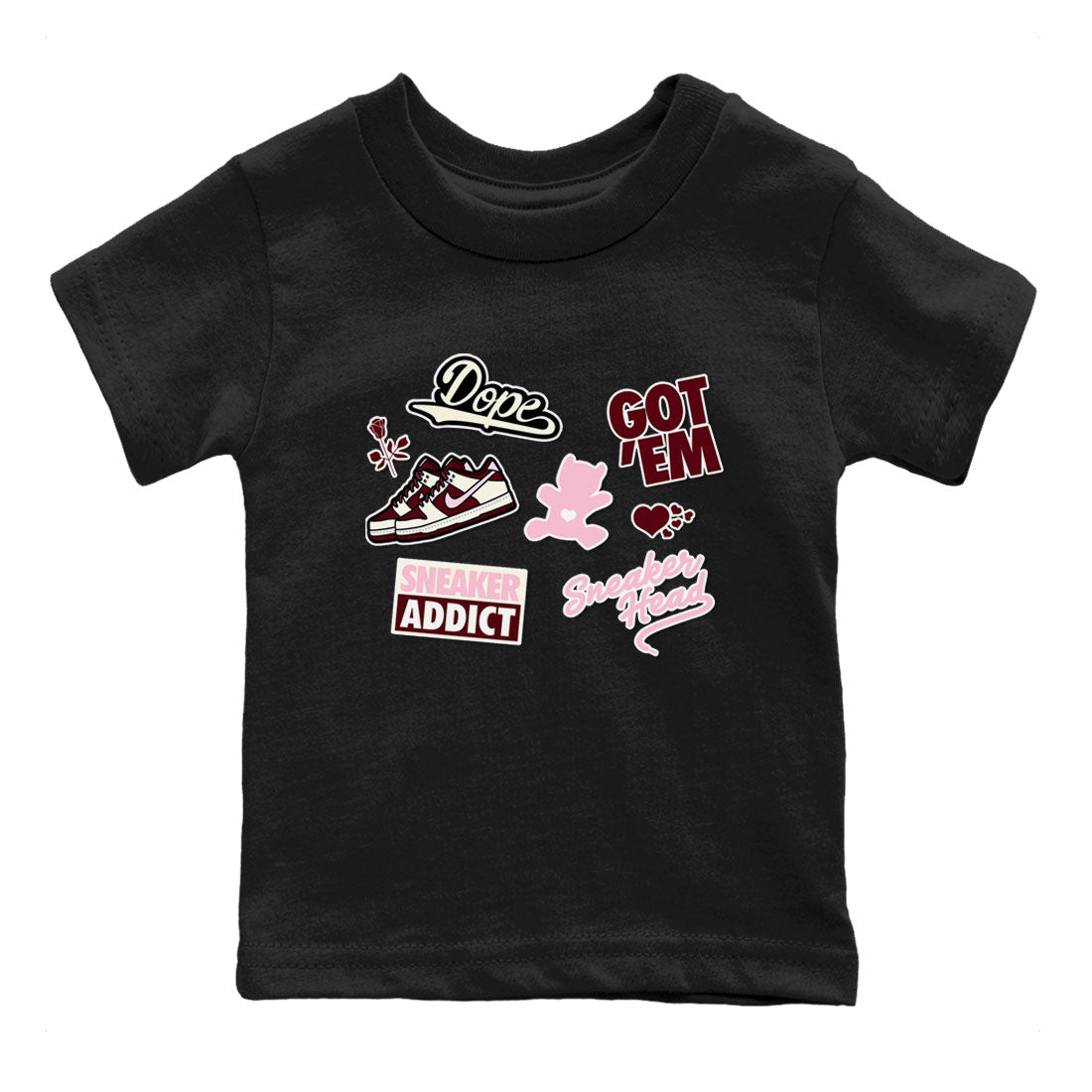 Dunk Valentine's Day shirt to match jordans Sneakerhead Sticker sneaker tees Dunk Valentines Day Drip Gear Zone Sneaker Matching Cotton Shirt baby toddler Black 2 cotton Shirt