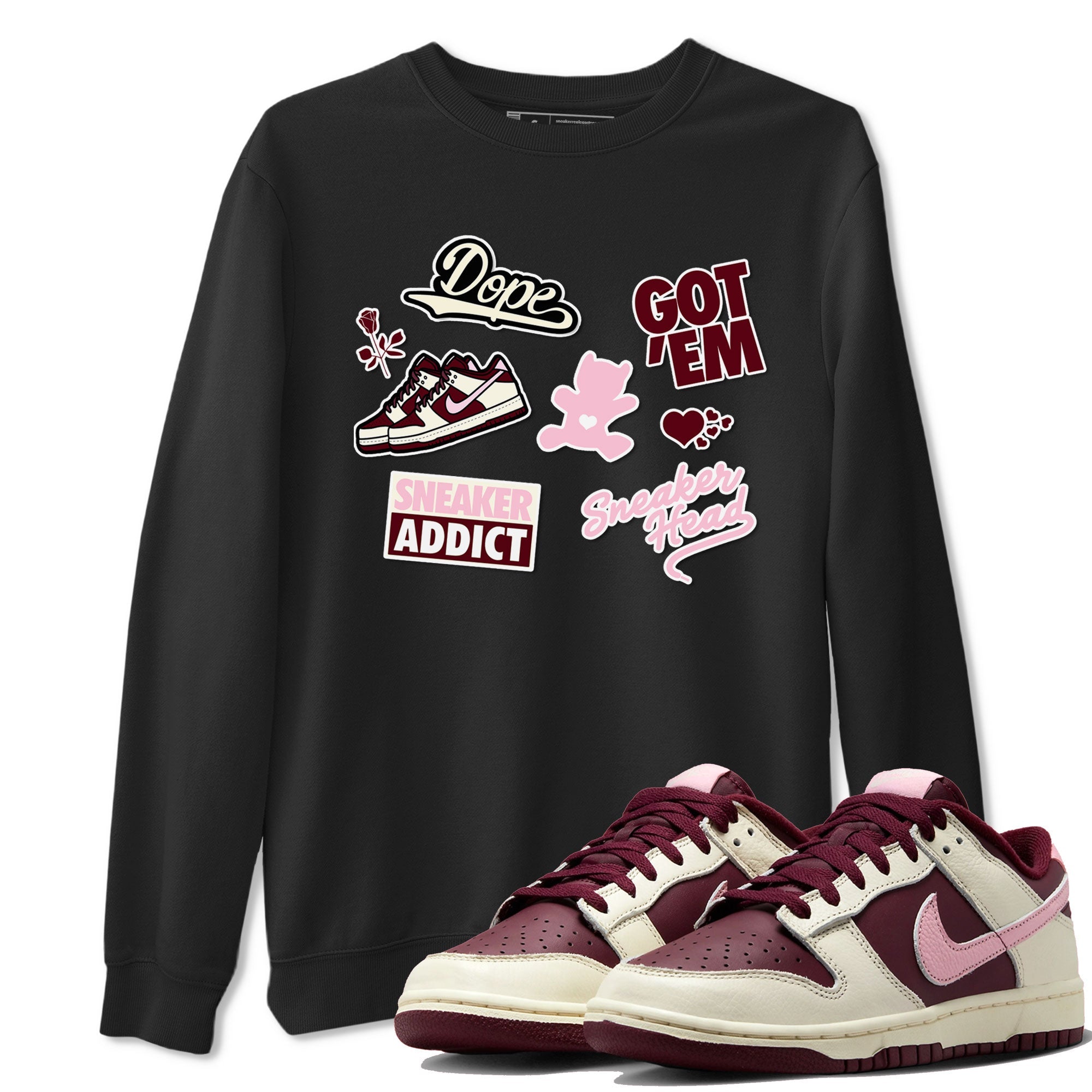 Dunk Valentine's Day shirt to match jordans Sneakerhead Sticker sneaker tees Dunk Valentines Day Drip Gear Zone Sneaker Matching Cotton Shirt unisex cotton Black 1 crew neck shirt