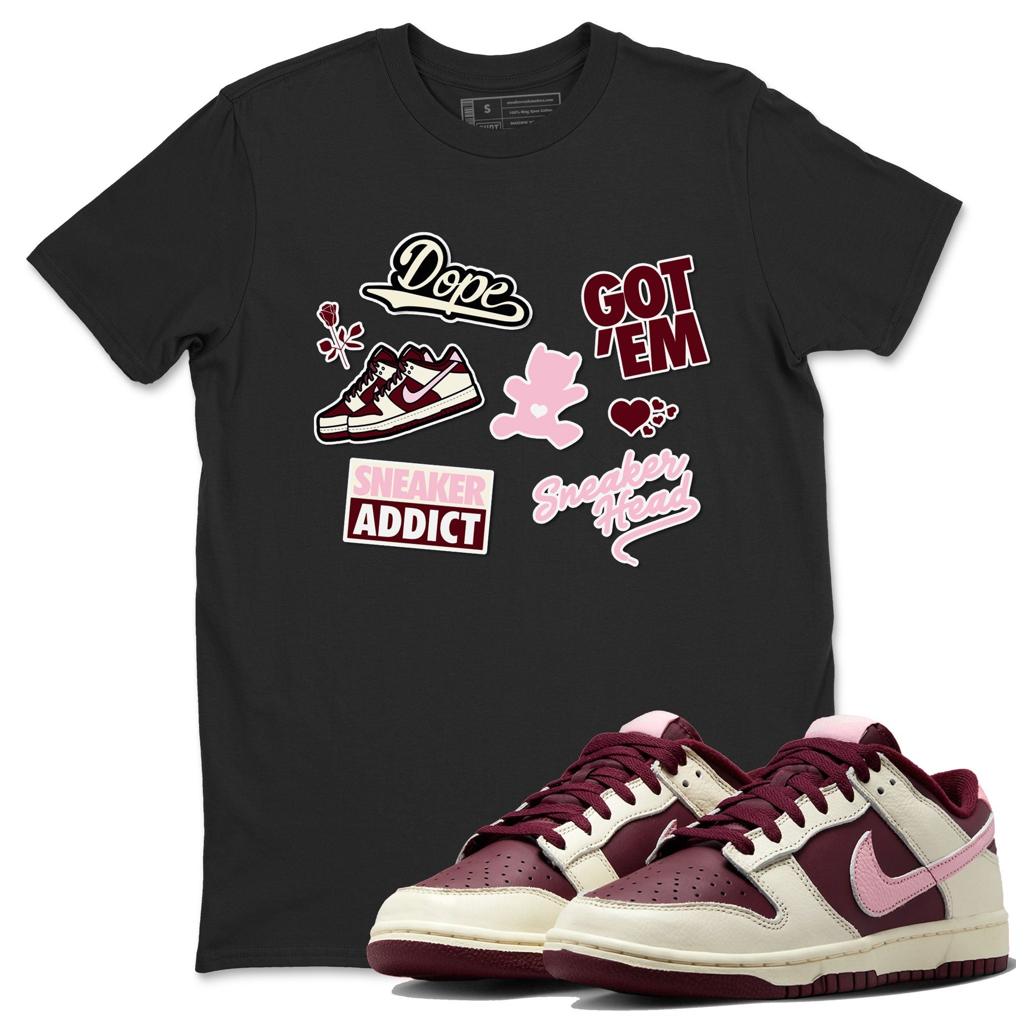 Dunk Valentine's Day shirt to match jordans Sneakerhead Sticker sneaker tees Dunk Valentines Day Drip Gear Zone Sneaker Matching Cotton Shirt unisex cotton Black 1 crew neck shirt