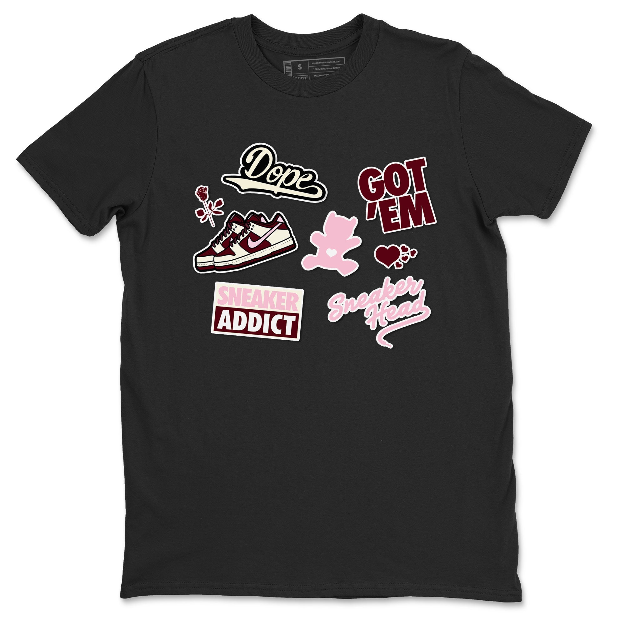 Dunk Valentine's Day shirt to match jordans Sneakerhead Sticker sneaker tees Dunk Valentines Day Drip Gear Zone Sneaker Matching Cotton Shirt unisex cotton Black 2 crew neck shirt
