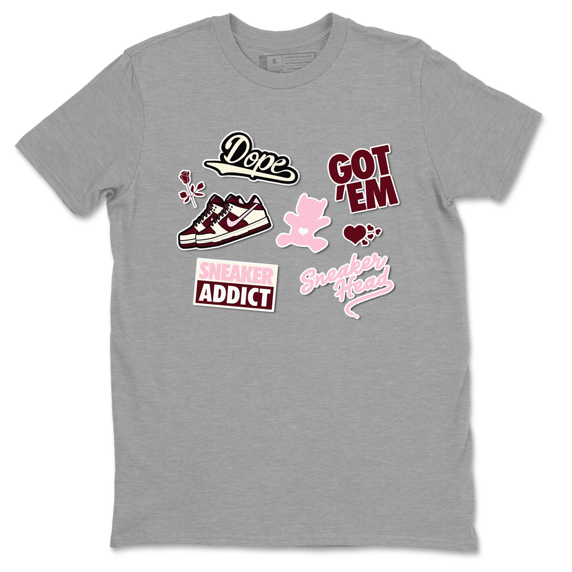 Dunk Valentine's Day shirt to match jordans Sneakerhead Sticker sneaker tees Dunk Valentines Day Drip Gear Zone Sneaker Matching Cotton Shirt unisex cotton Heather Grey 2 crew neck shirt