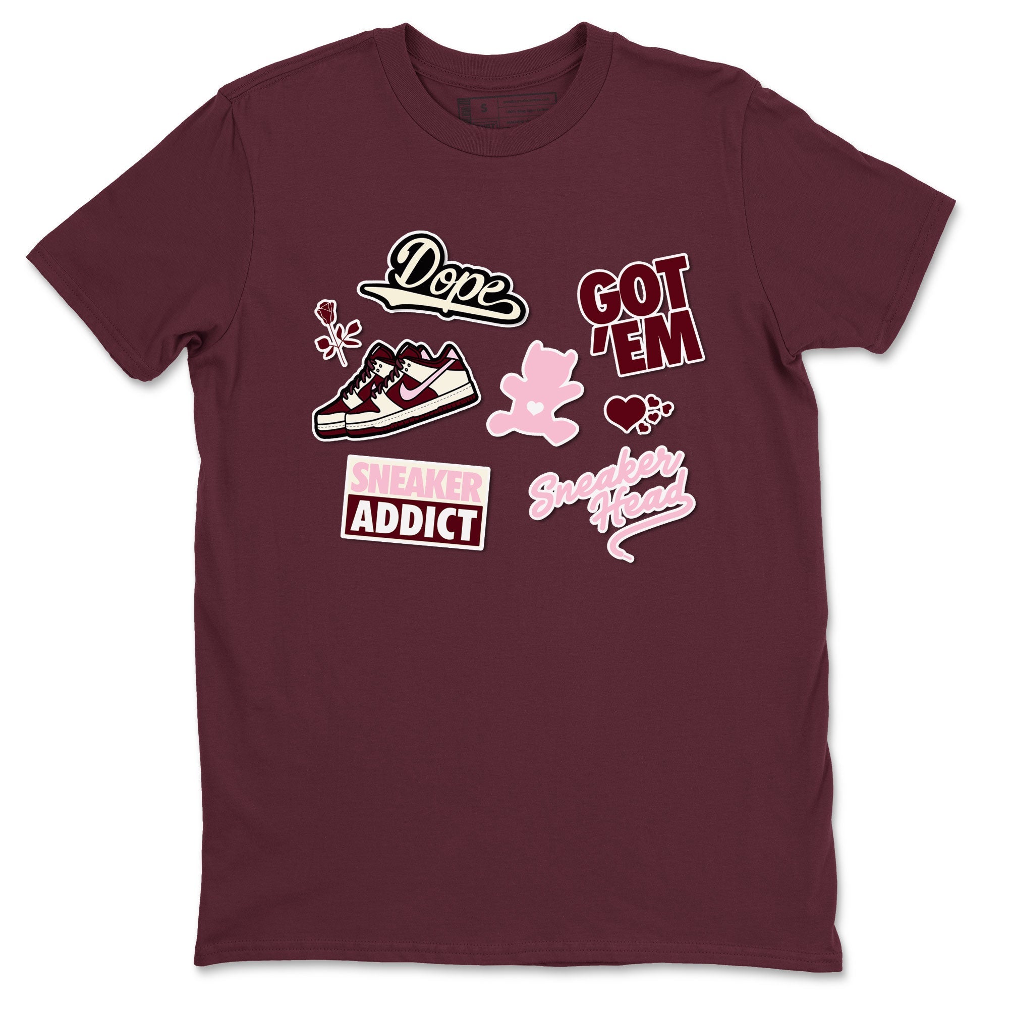 Dunk Valentine's Day shirt to match jordans Sneakerhead Sticker sneaker tees Dunk Valentines Day Drip Gear Zone Sneaker Matching Cotton Shirt unisex cotton Maroon 2 crew neck shirt